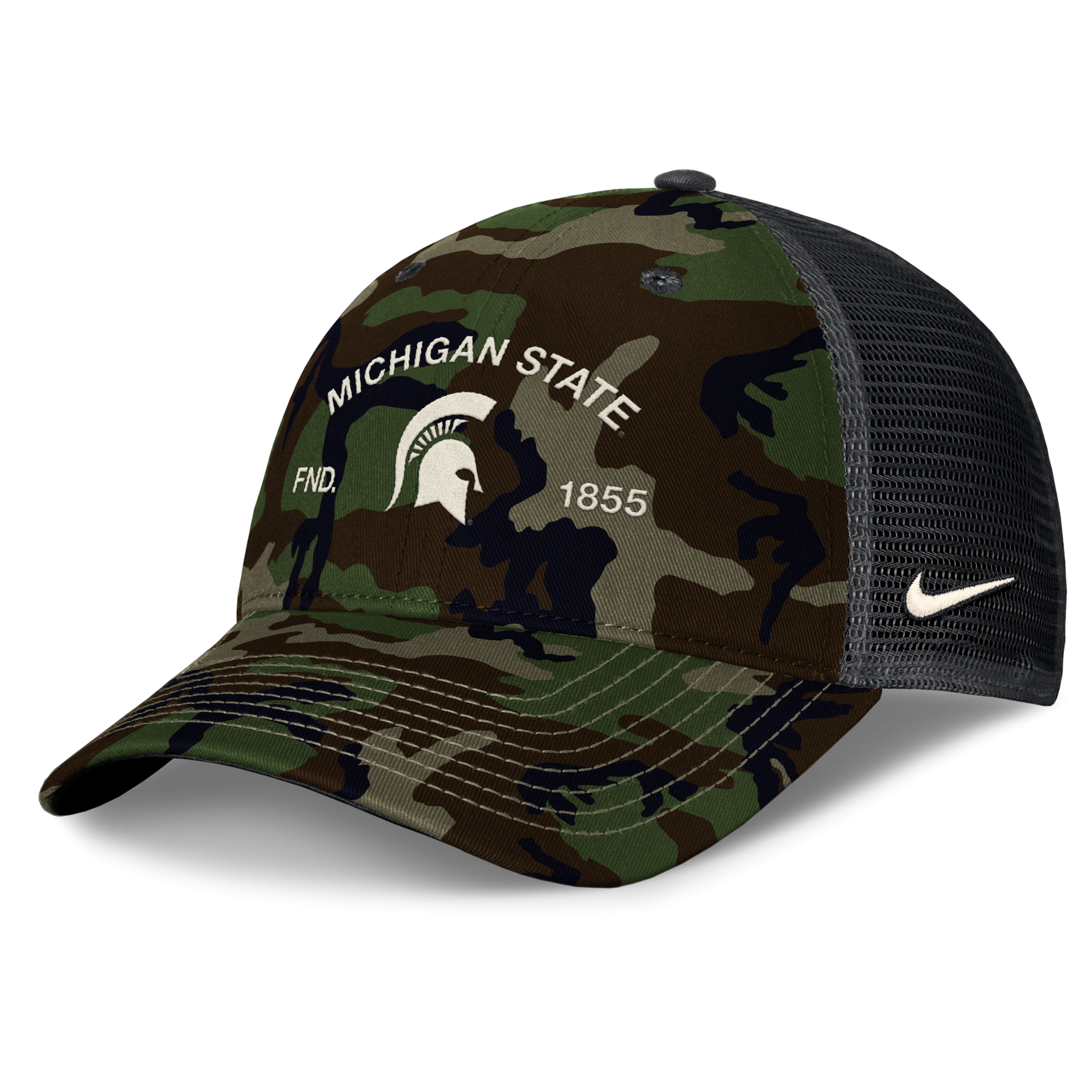 Michigan State 2025 Military Appreciation Rise Men's Nike College Trucker Adjustable Hat