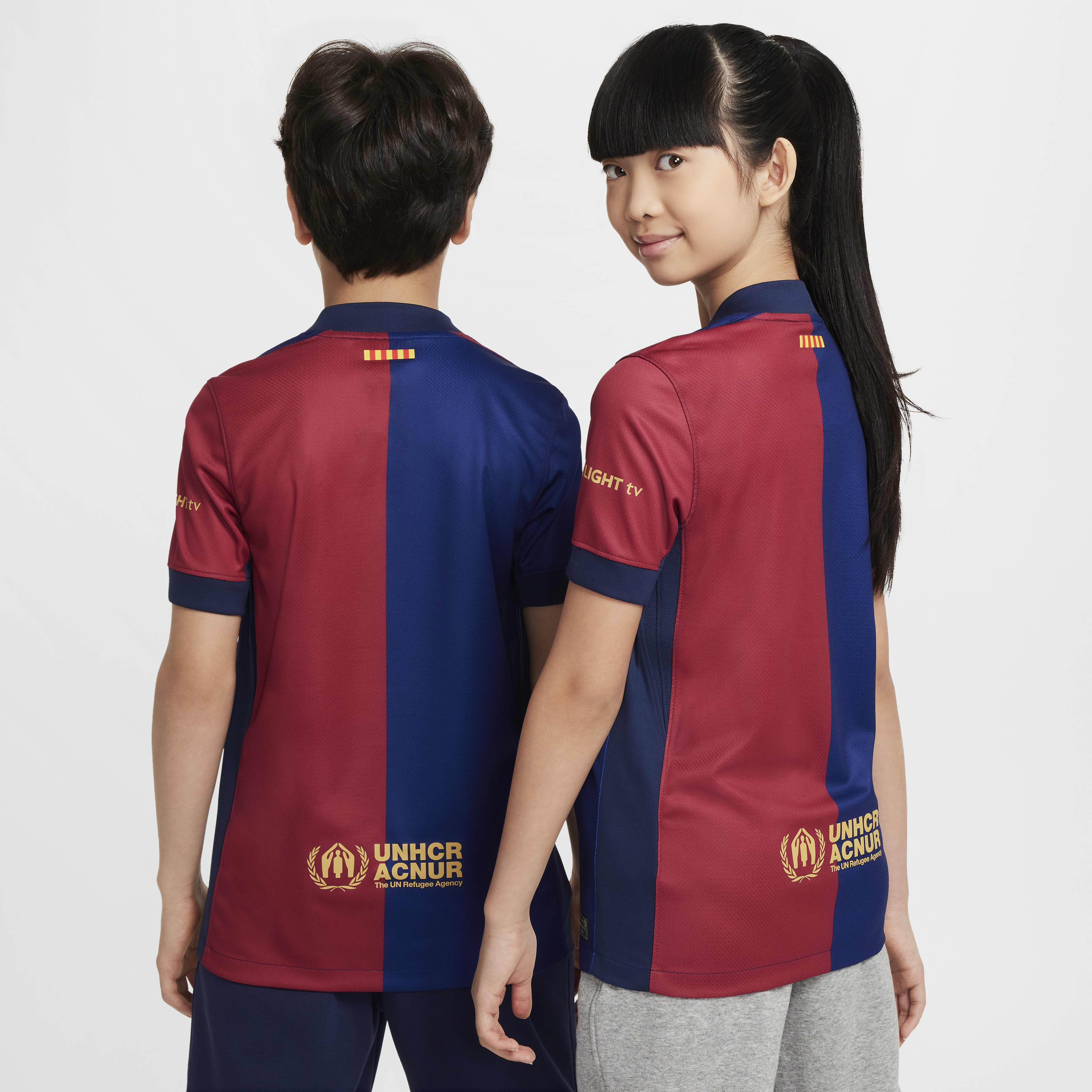 FC Barcelona 2024/25 Stadium Home Big Kids' Nike Dri-FIT Soccer Replica Jersey