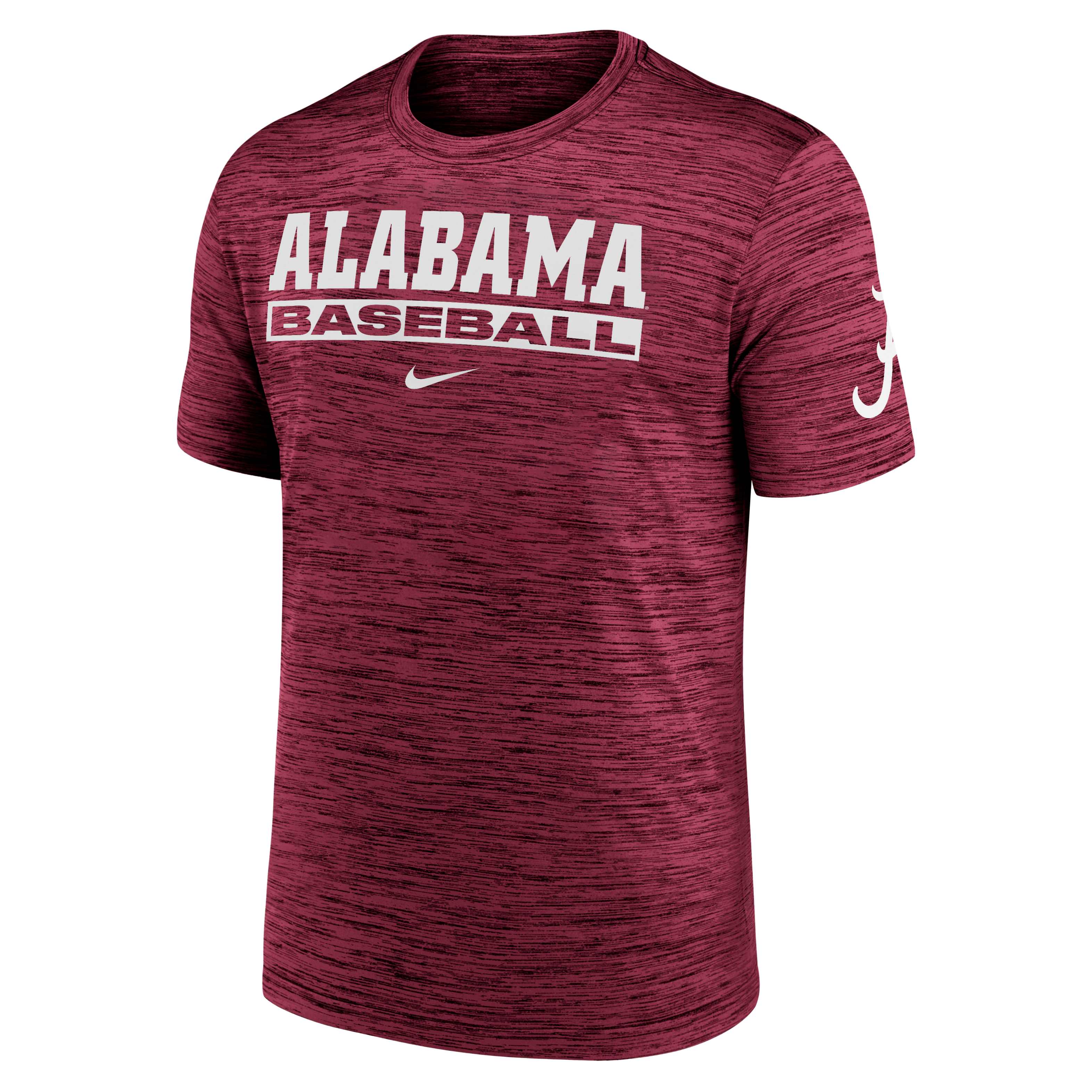 Alabama Crimson Tide Velocity Baseball Wordmark Stack Men's Nike Dri-FIT College T-Shirt