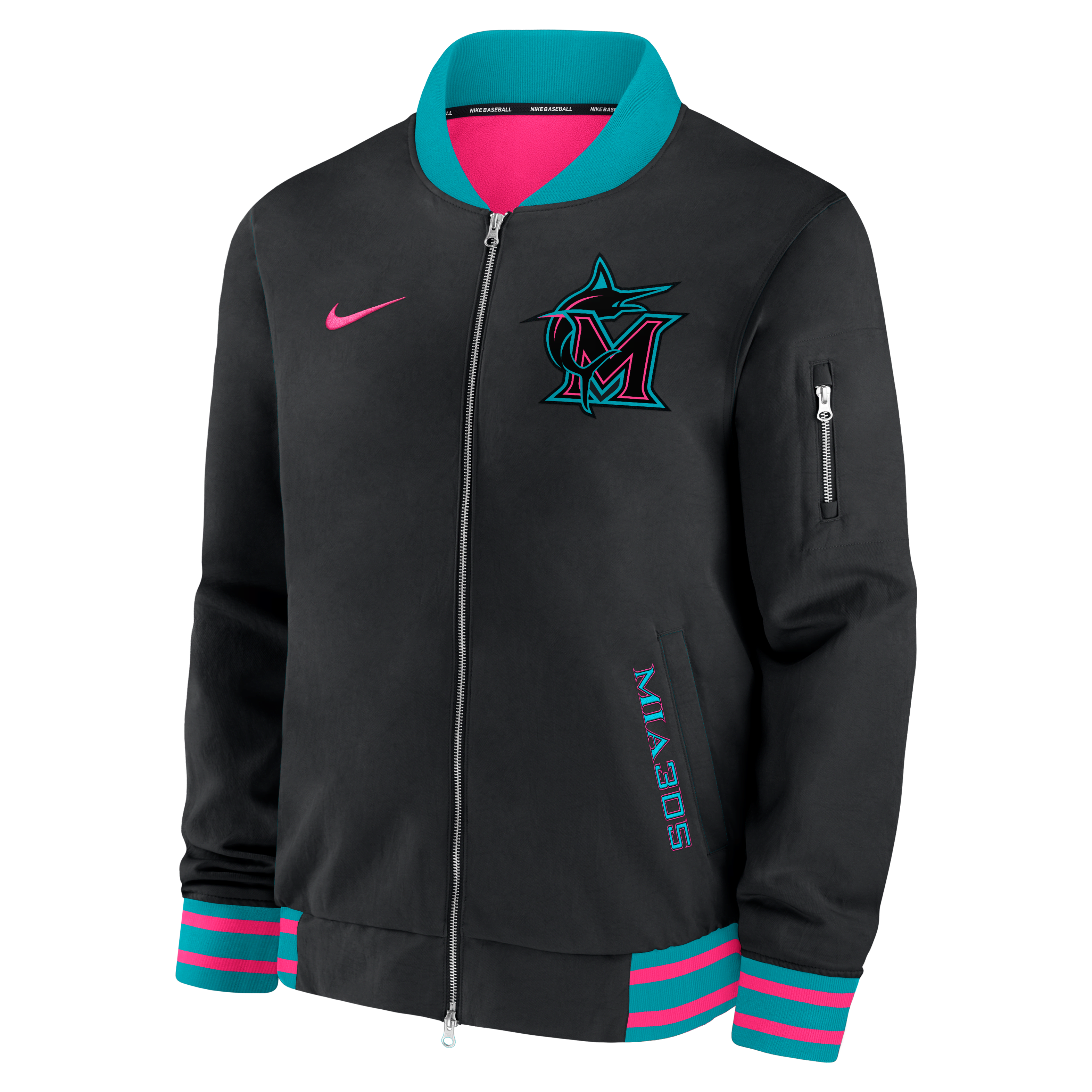 Miami Marlins Authentic Collection City Connect Men's Nike MLB Full-Zip Bomber Jacket