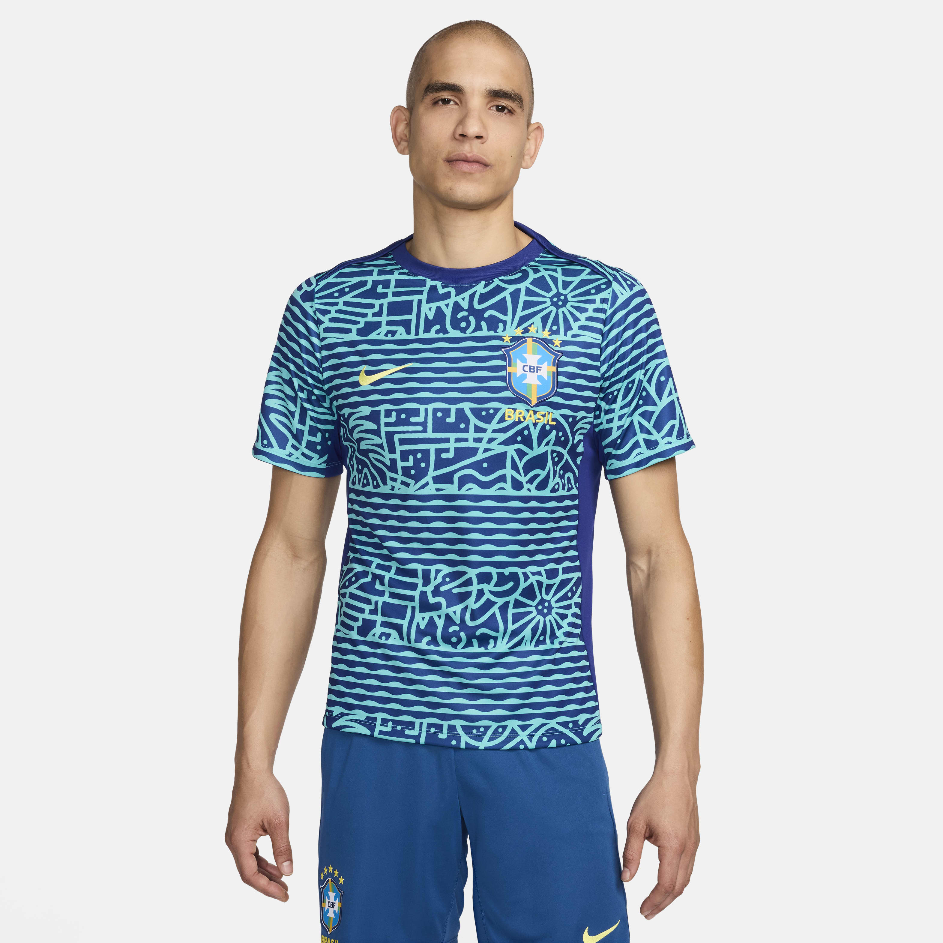 Brazil Academy Pro Men's Nike Dri-FIT Soccer Pre-Match Short-Sleeve Top