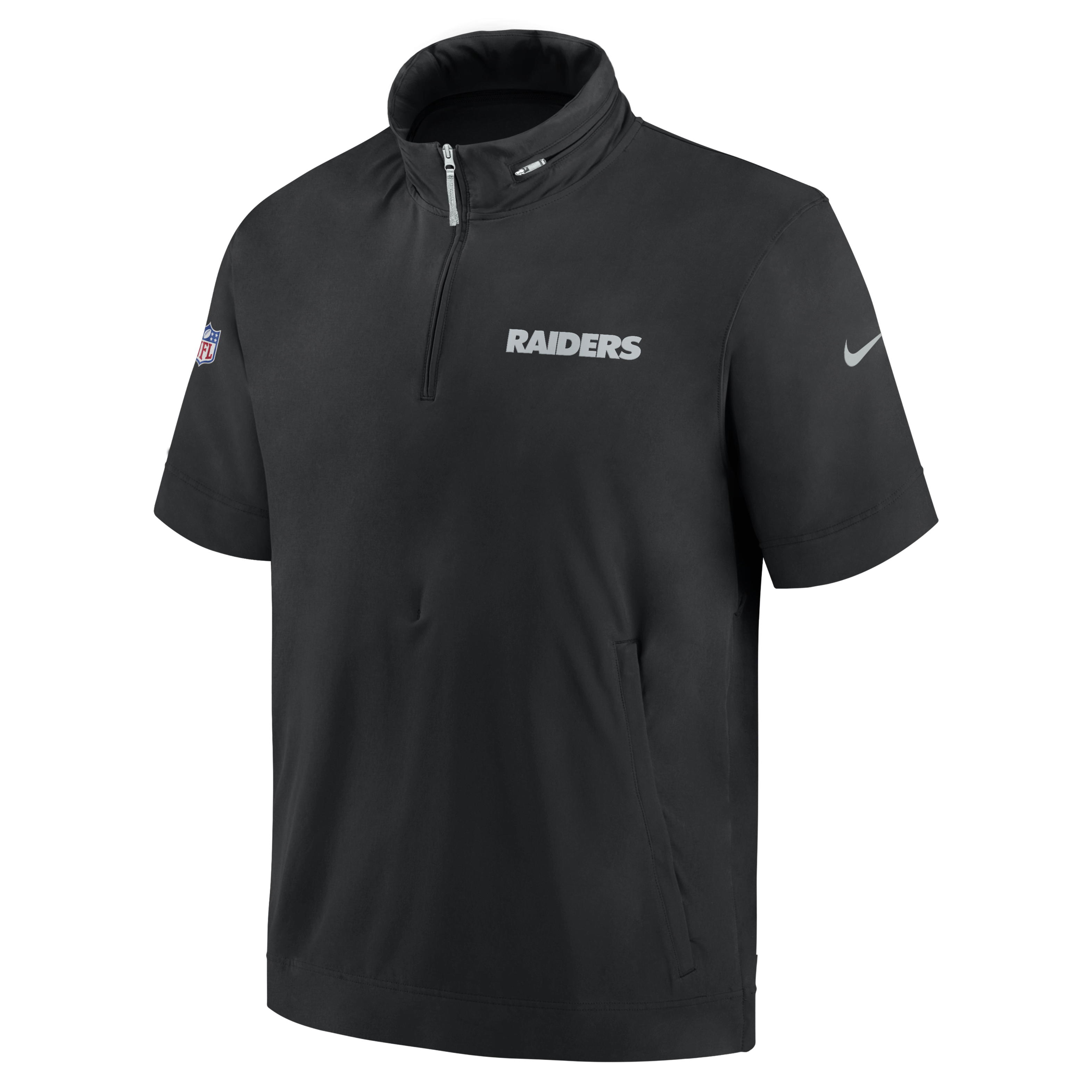 Las Vegas Raiders Sideline Coach Men's Nike NFL 1/2-Zip Short-Sleeve Hooded Jacket