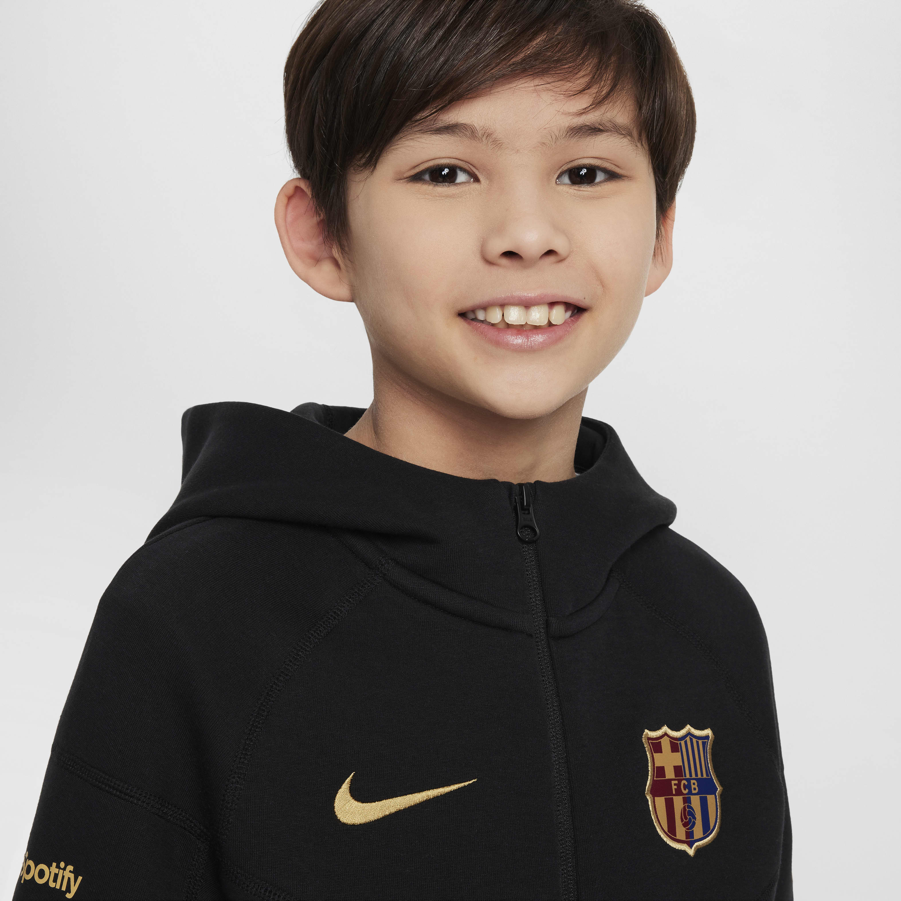 FC Barcelona Tech Fleece Big Kids' (Boys') Nike Soccer Full-Zip Hoodie