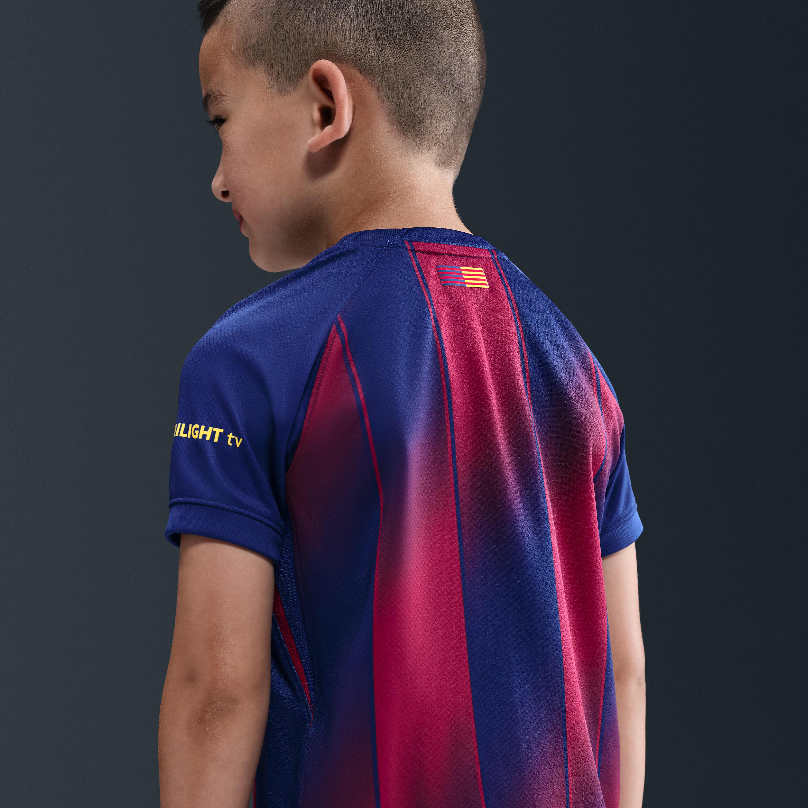 FC Barcelona 2025/26 Stadium Home Little Kids' Nike Soccer Replica 3-Piece Kit