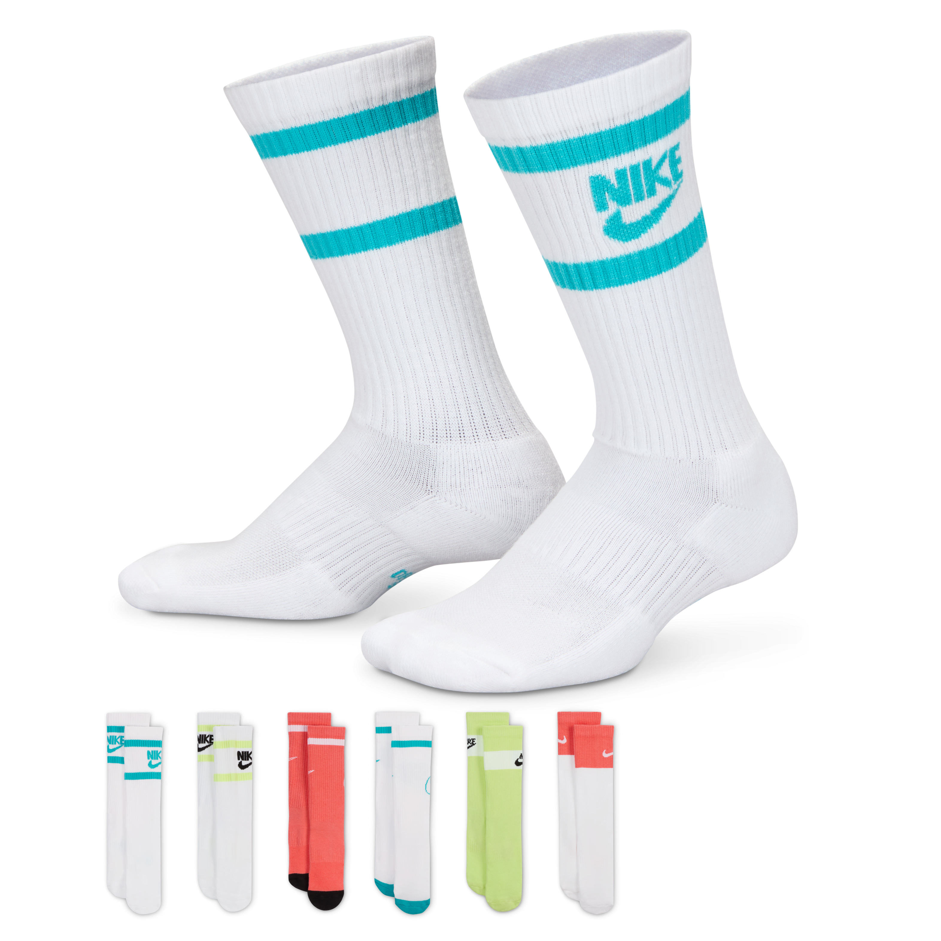 Nike Everyday Kids' Cushioned Crew Socks (6 Pairs)