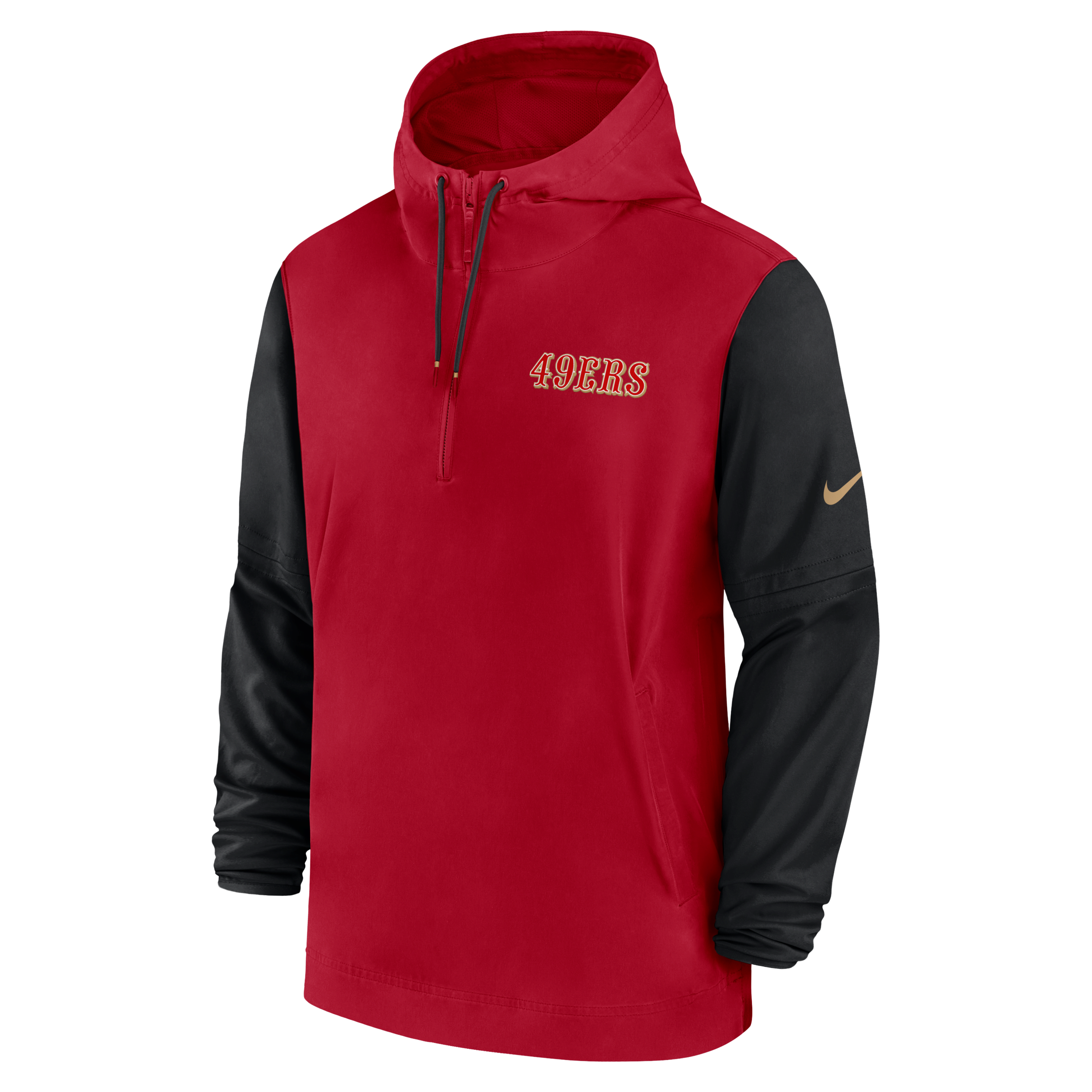 San Francisco 49ers Sideline Pre-Game Player Men's Nike NFL 1/2-Zip Hooded Jacket