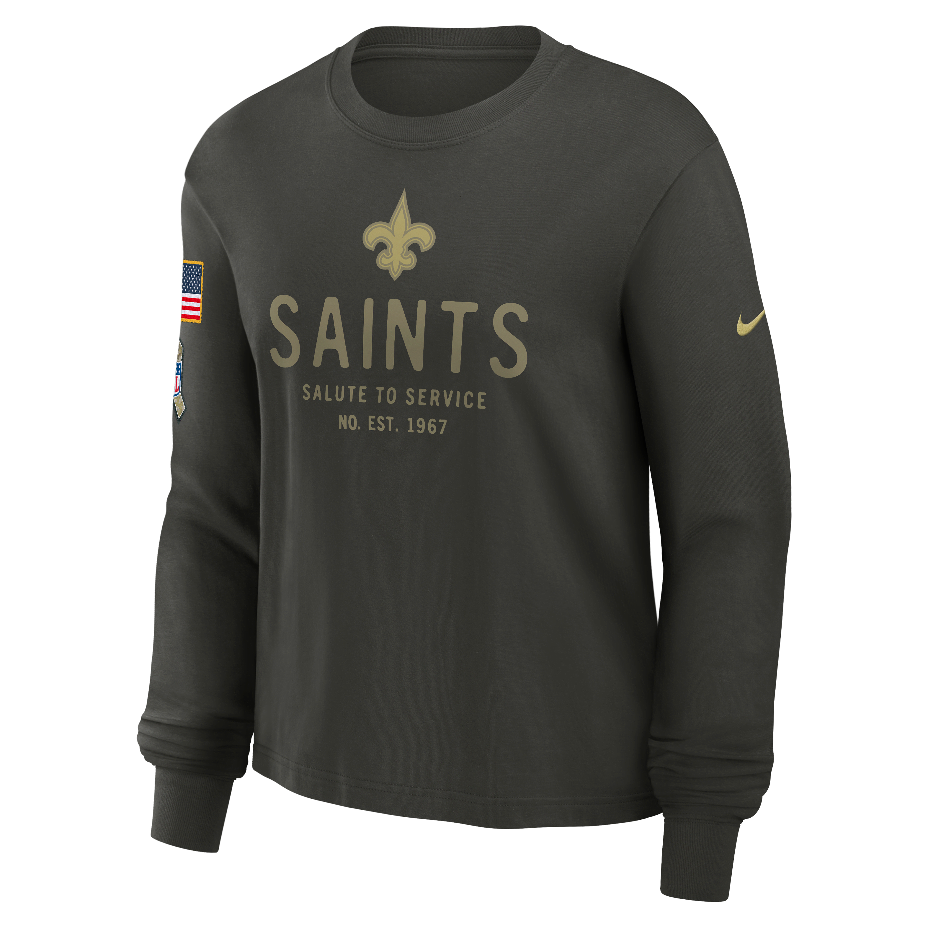 New Orleans Saints Salute to Service Sideline Women's Nike Dri-FIT NFL Long-Sleeve T-Shirt