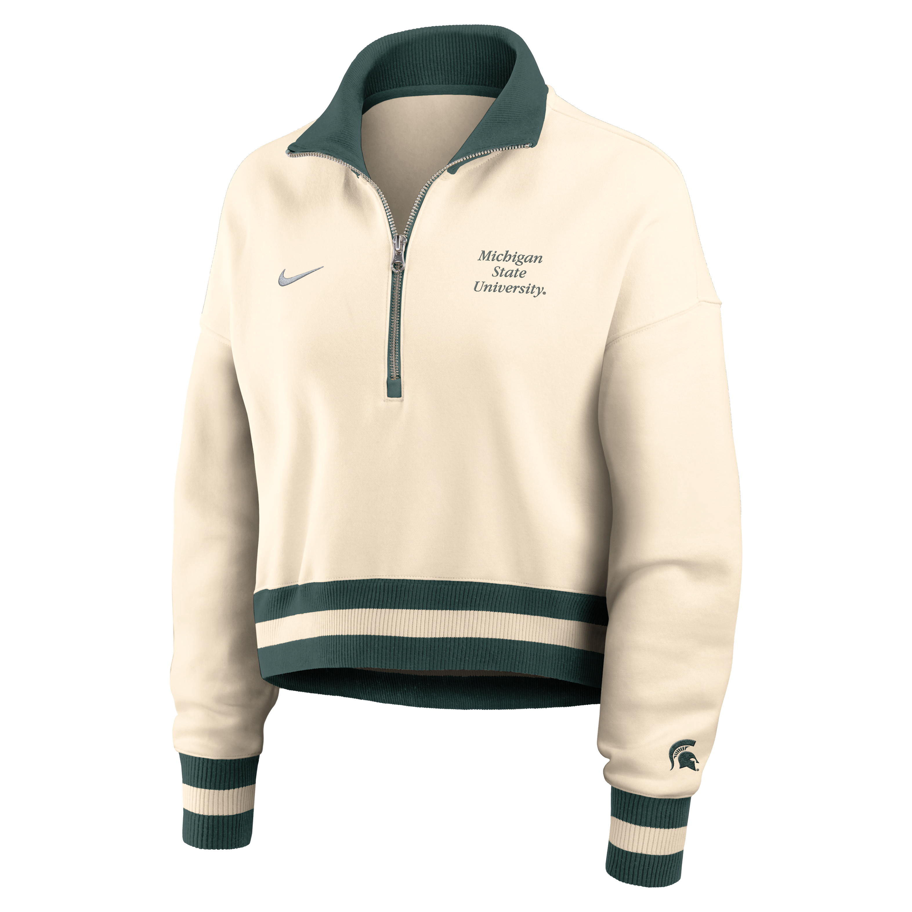 Michigan State Legacy Women's Nike College Cropped 1/4-Zip Crew