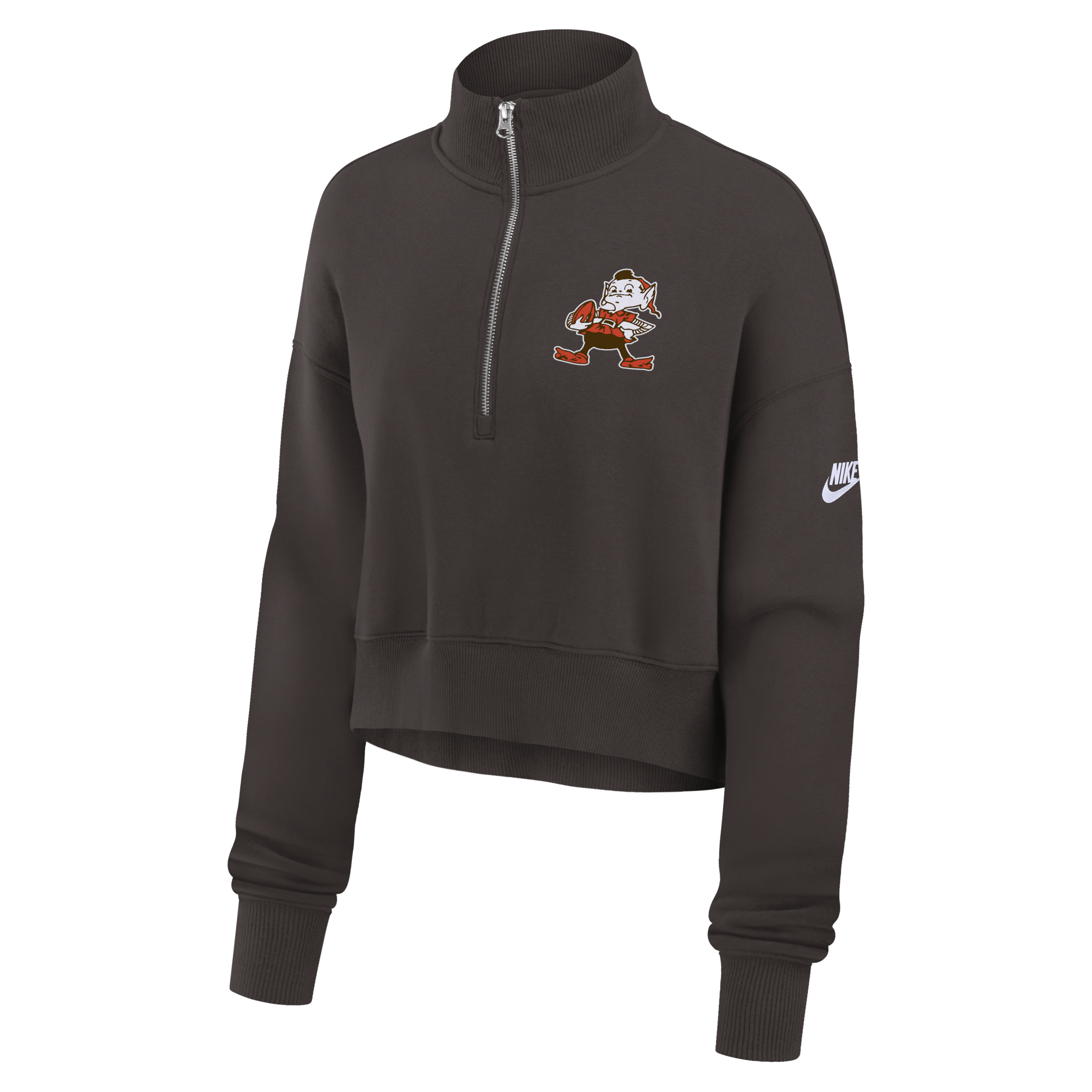 Cleveland Browns Rewind Phoenix Women's Nike NFL Cropped 1/4-Zip Crew