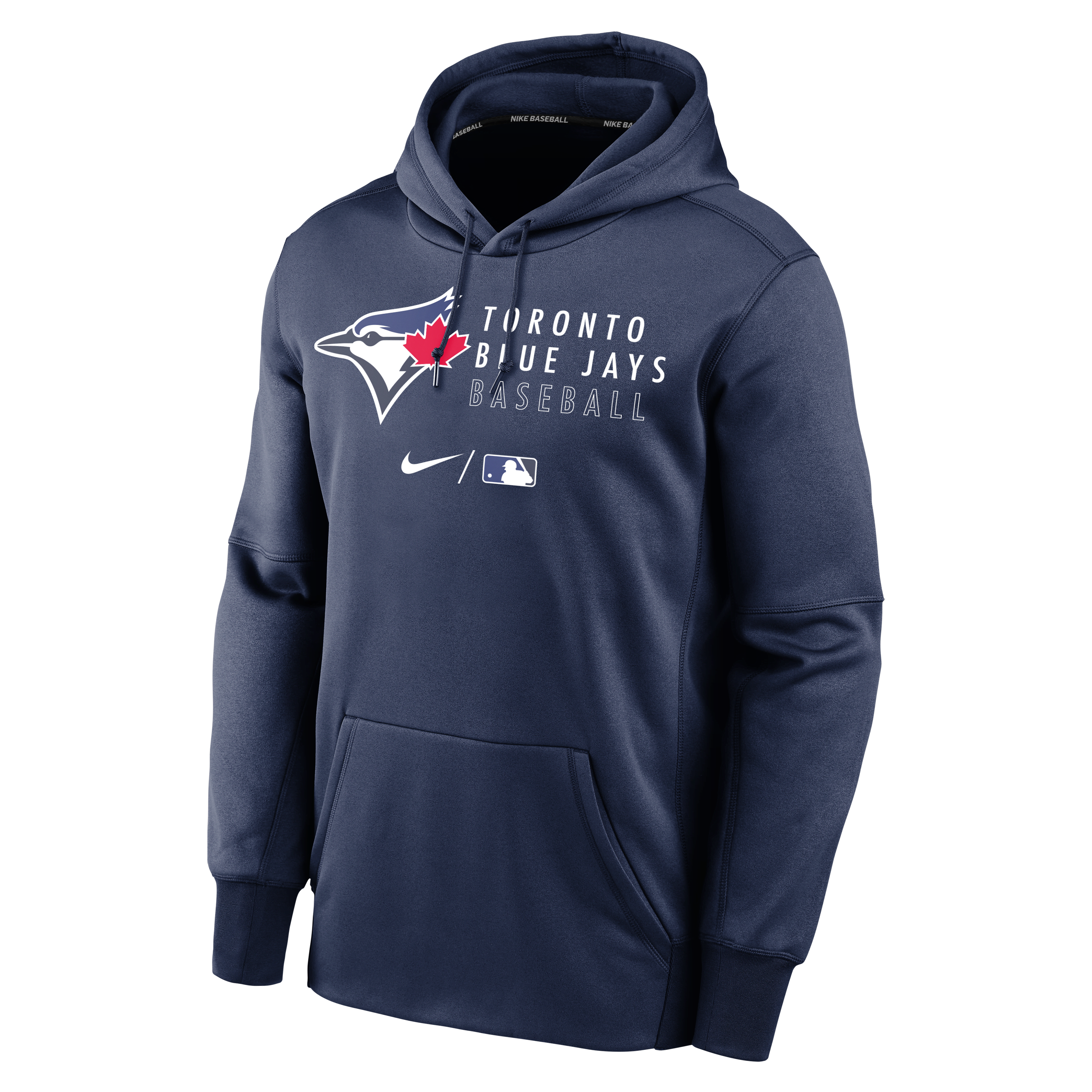 Toronto Blue Jays Authentic Collection Logo Stack Men's Nike Therma MLB Pullover Hoodie