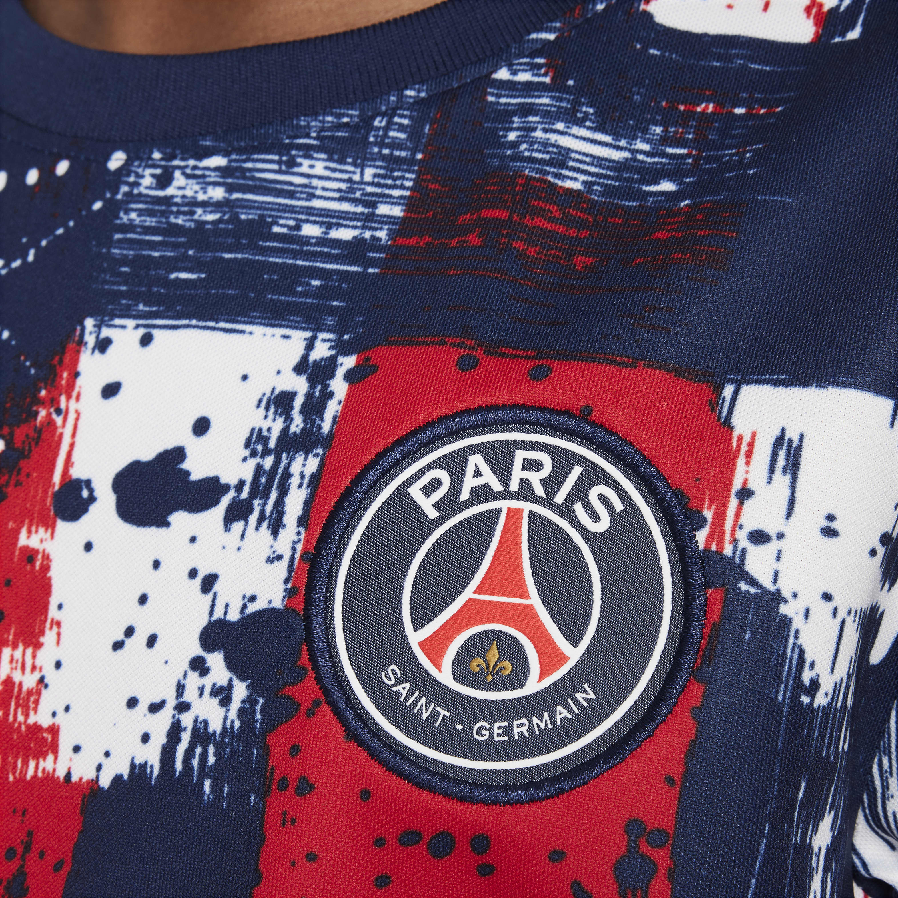 Paris Saint-Germain Academy Pro Home Big Kids' Nike Dri-FIT Soccer Pre-Match Short-Sleeve Top