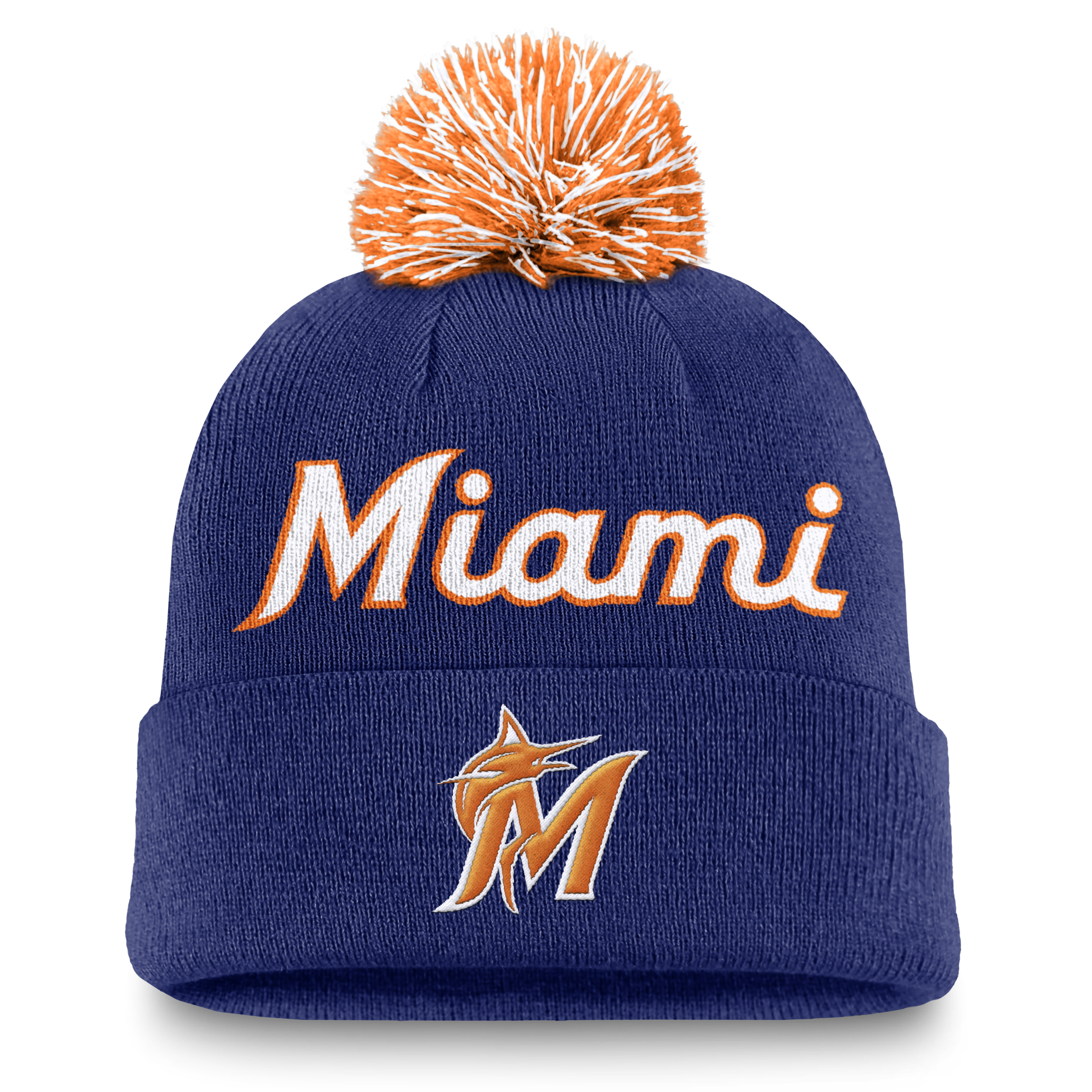 Miami Marlins Peak Men's Nike MLB Cuffed Pom Beanie