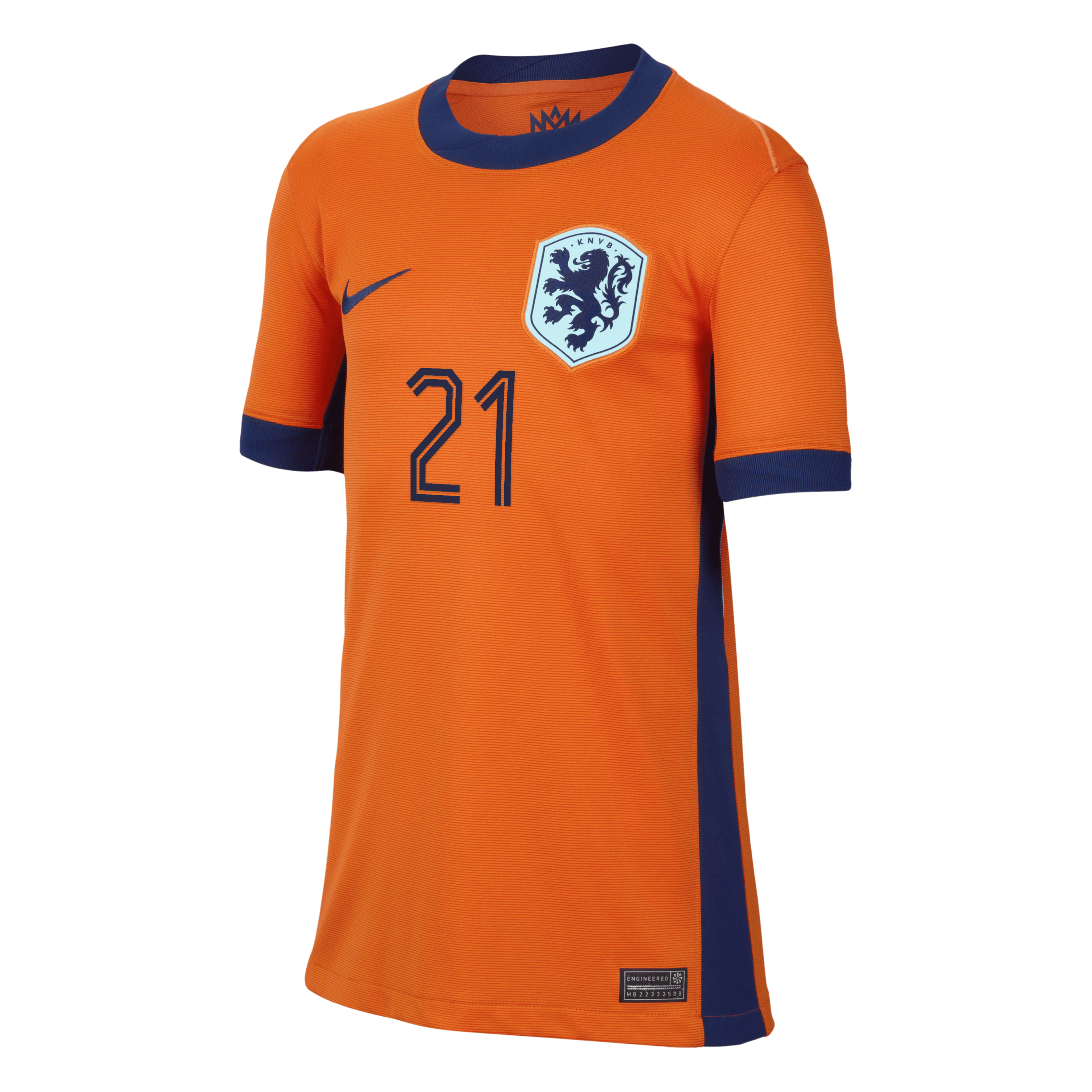 Frenkie de Jong Netherlands National Team 2024 Stadium Home Big Kids' Nike Dri-FIT Soccer Jersey