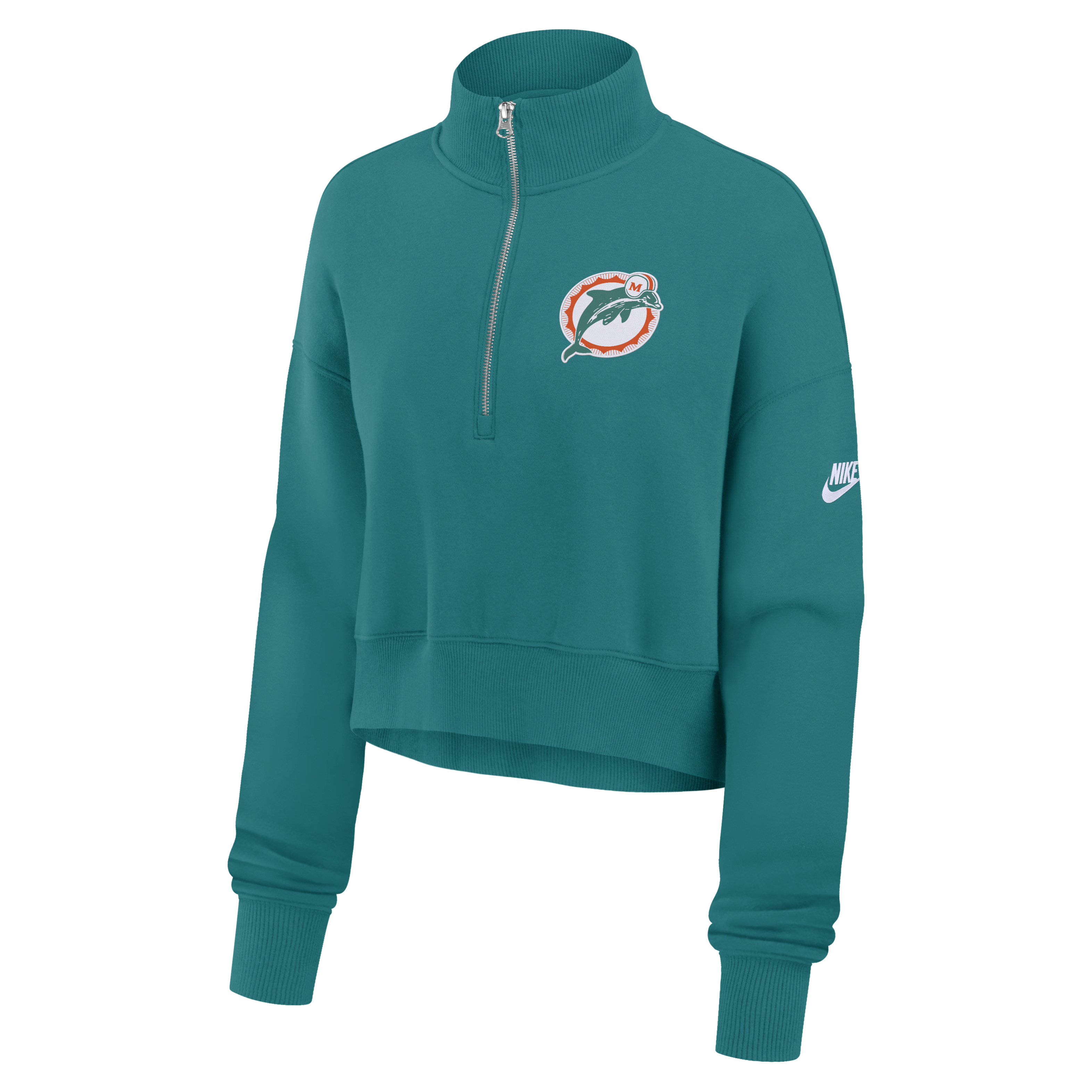 Miami Dolphins Rewind Phoenix Women's Nike NFL Cropped 1/4-Zip Crew