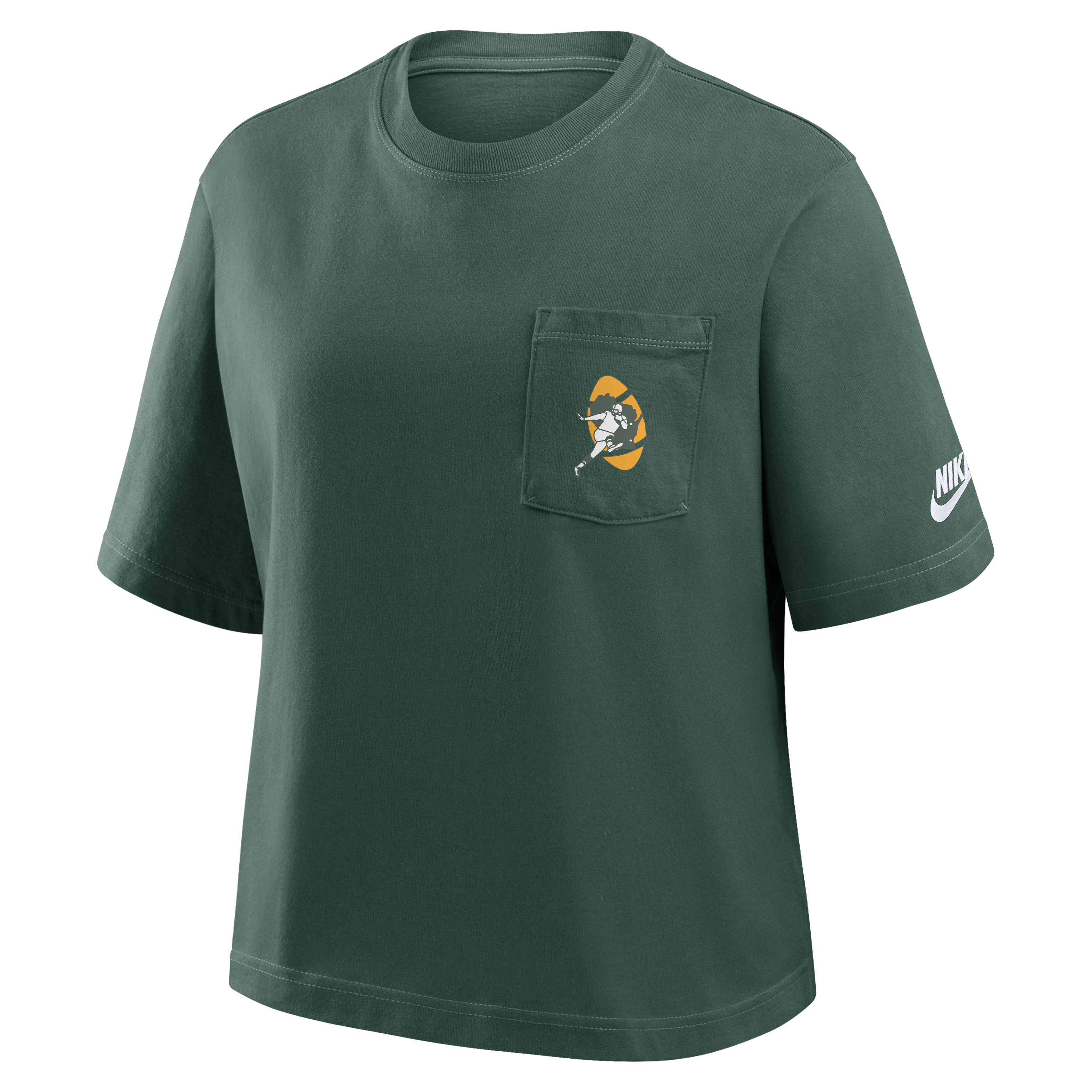 Green Bay Packers Rewind Pocket Boxy Women's Nike NFL T-Shirt