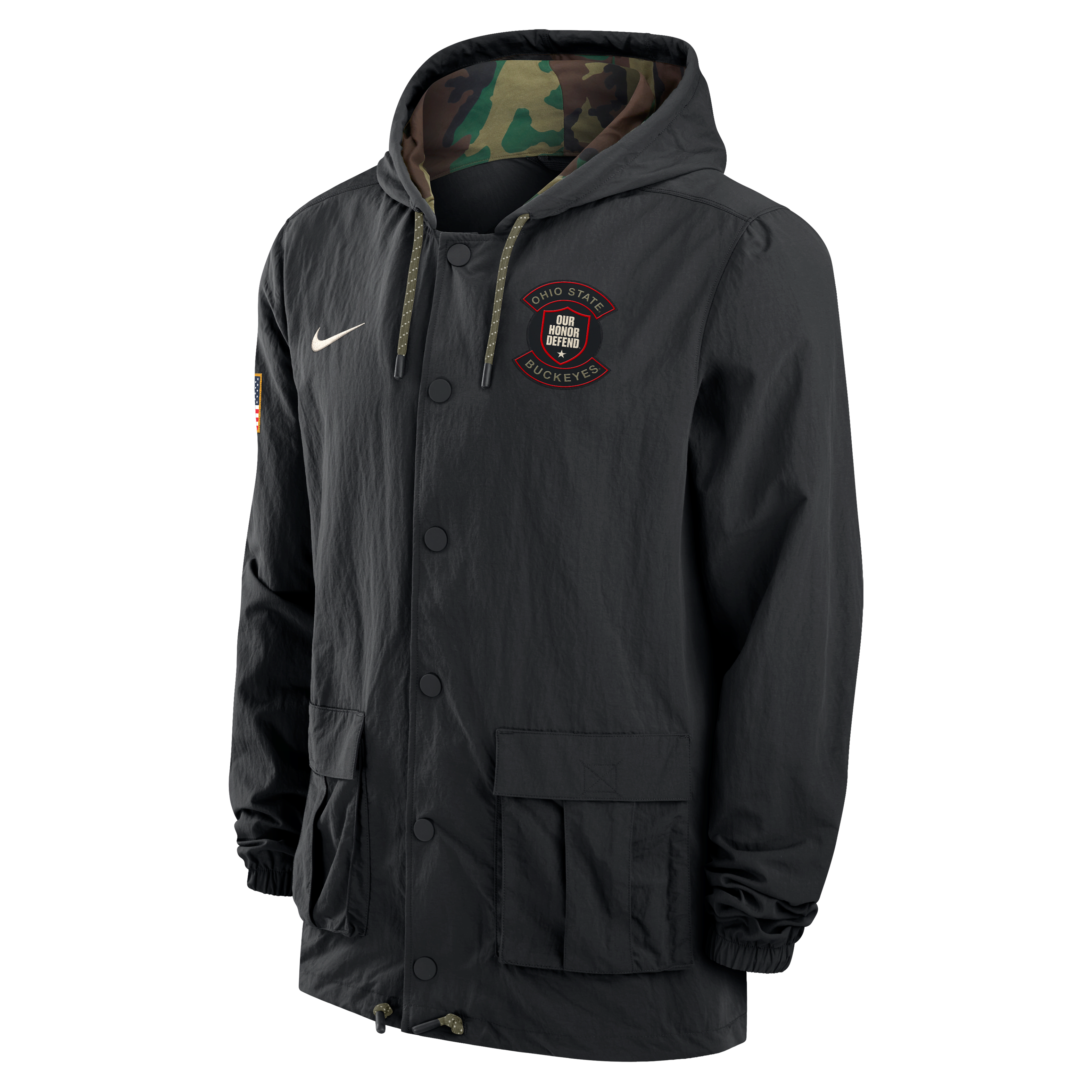 Ohio State Men's Nike Full-Snap Hooded Military Jacket