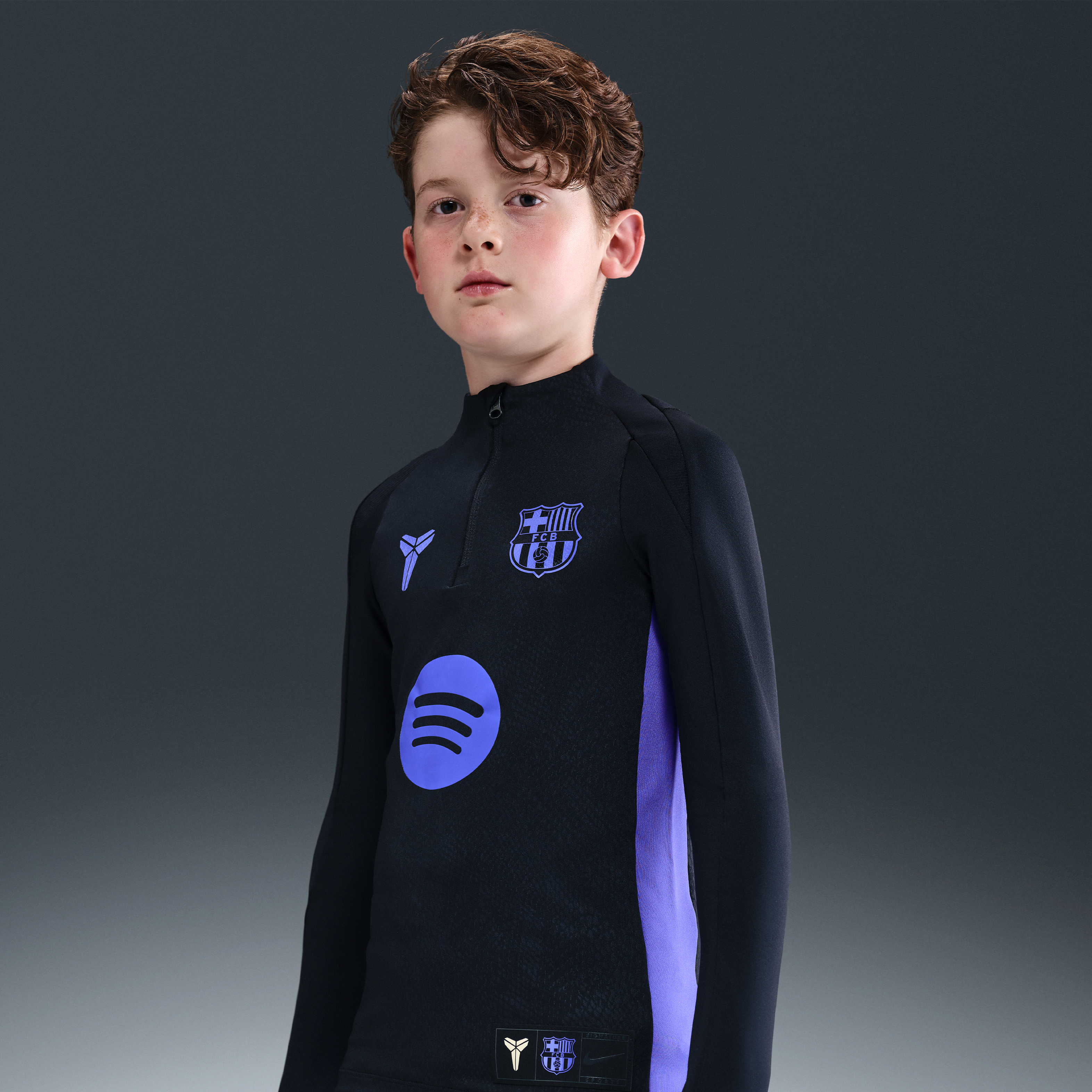 FC Barcelona Strike Away Big Kids' Kobe Dri-FIT Soccer Pre-Match Drill Top