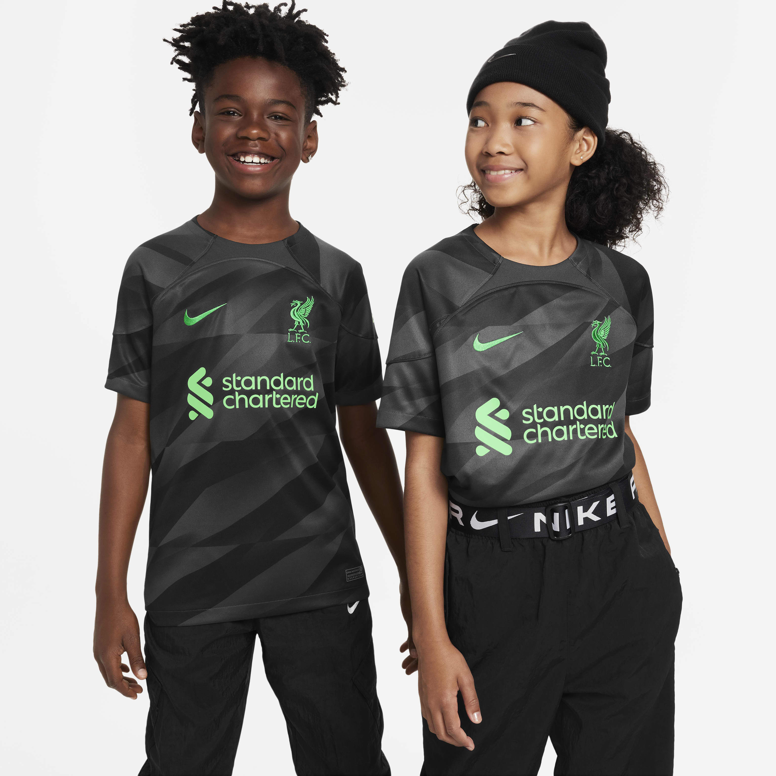 Liverpool FC 2023/24 Stadium Goalkeeper Big Kids' Nike Dri-FIT Short-Sleeve Soccer Jersey