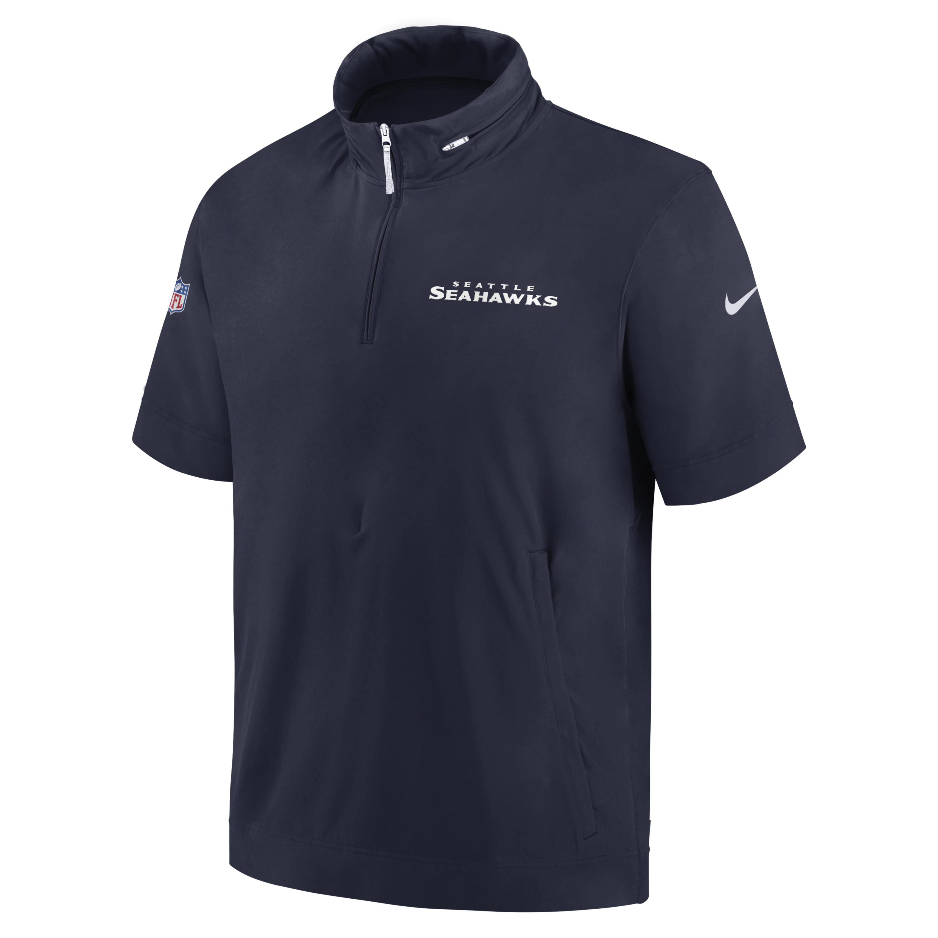 Seattle Seahawks Sideline Coach Men's Nike NFL 1/2-Zip Short-Sleeve Hooded Jacket