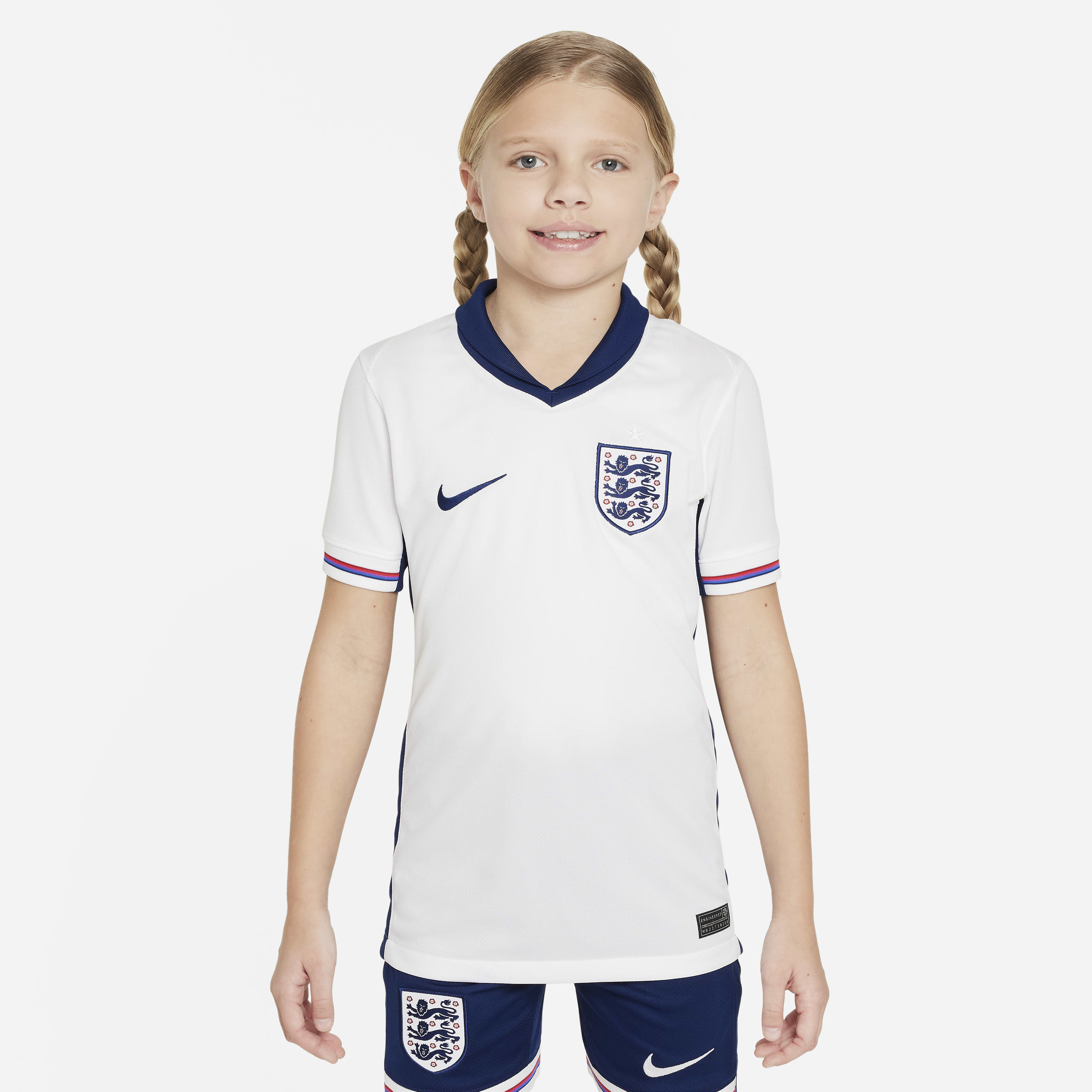 England (Men's Team) 2024/25 Stadium Home Big Kids' Nike Dri-FIT Soccer Replica Jersey