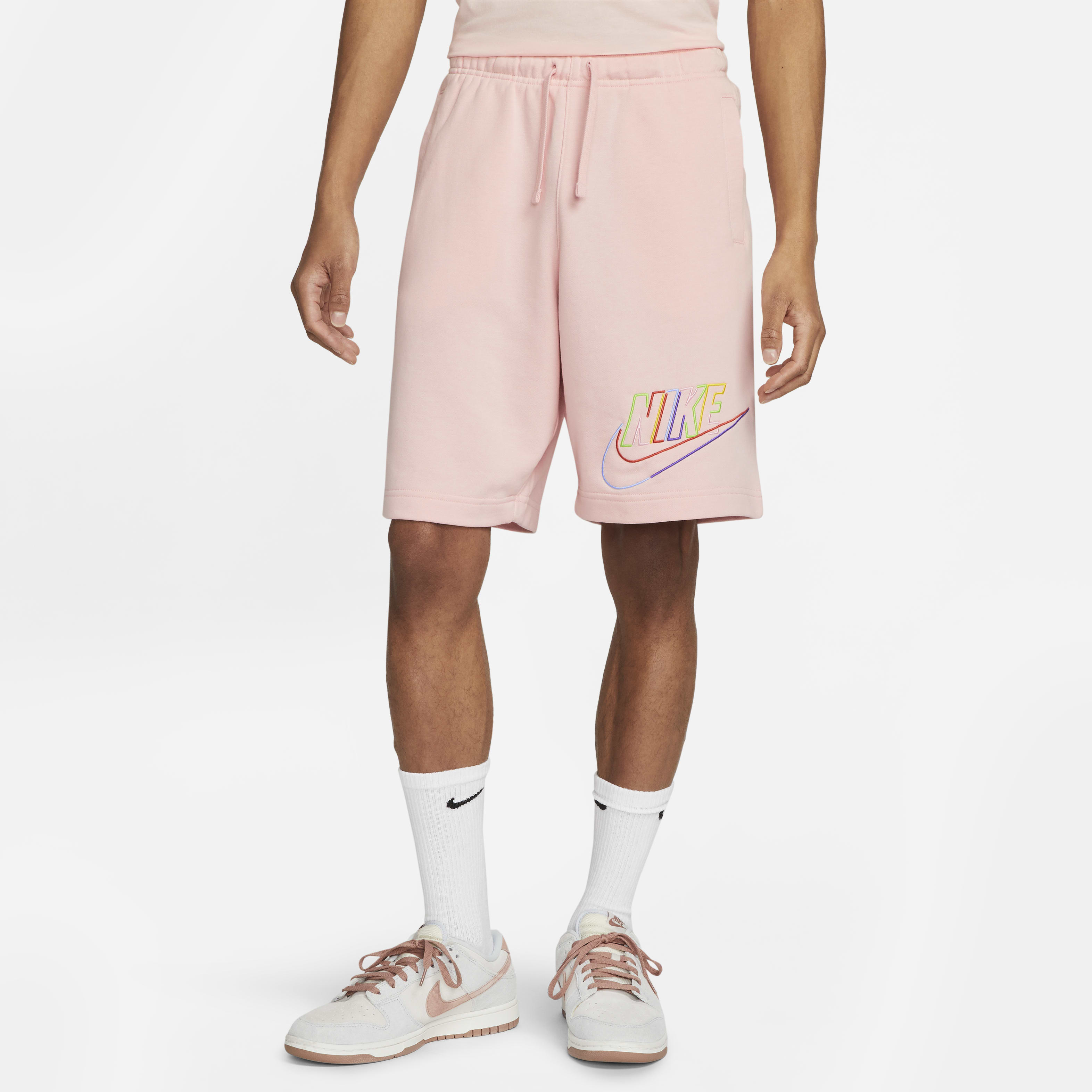 nike men's club fleece shorts pink