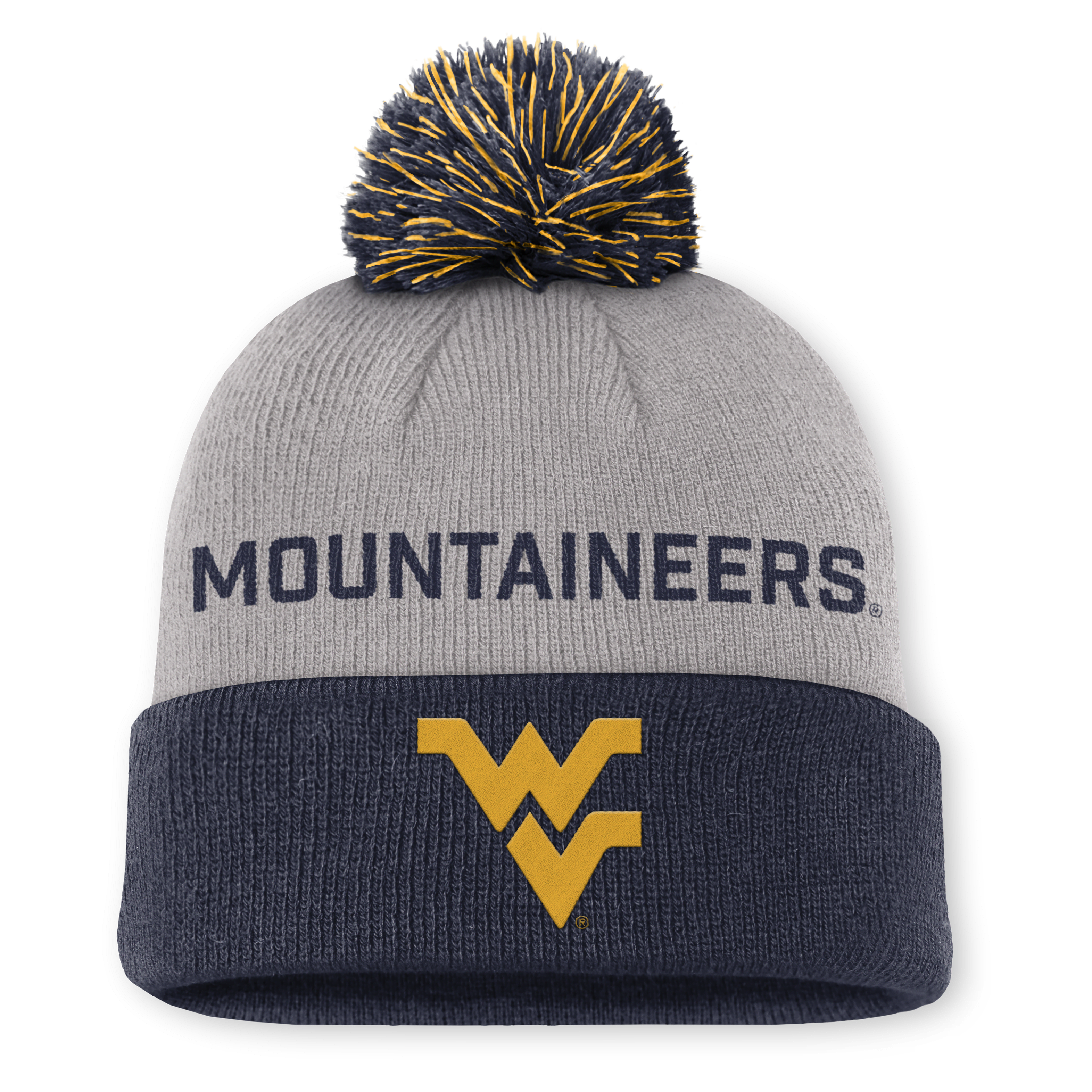 West Virginia Primetime Peak Men's Nike College Cuffed Pom Beanie