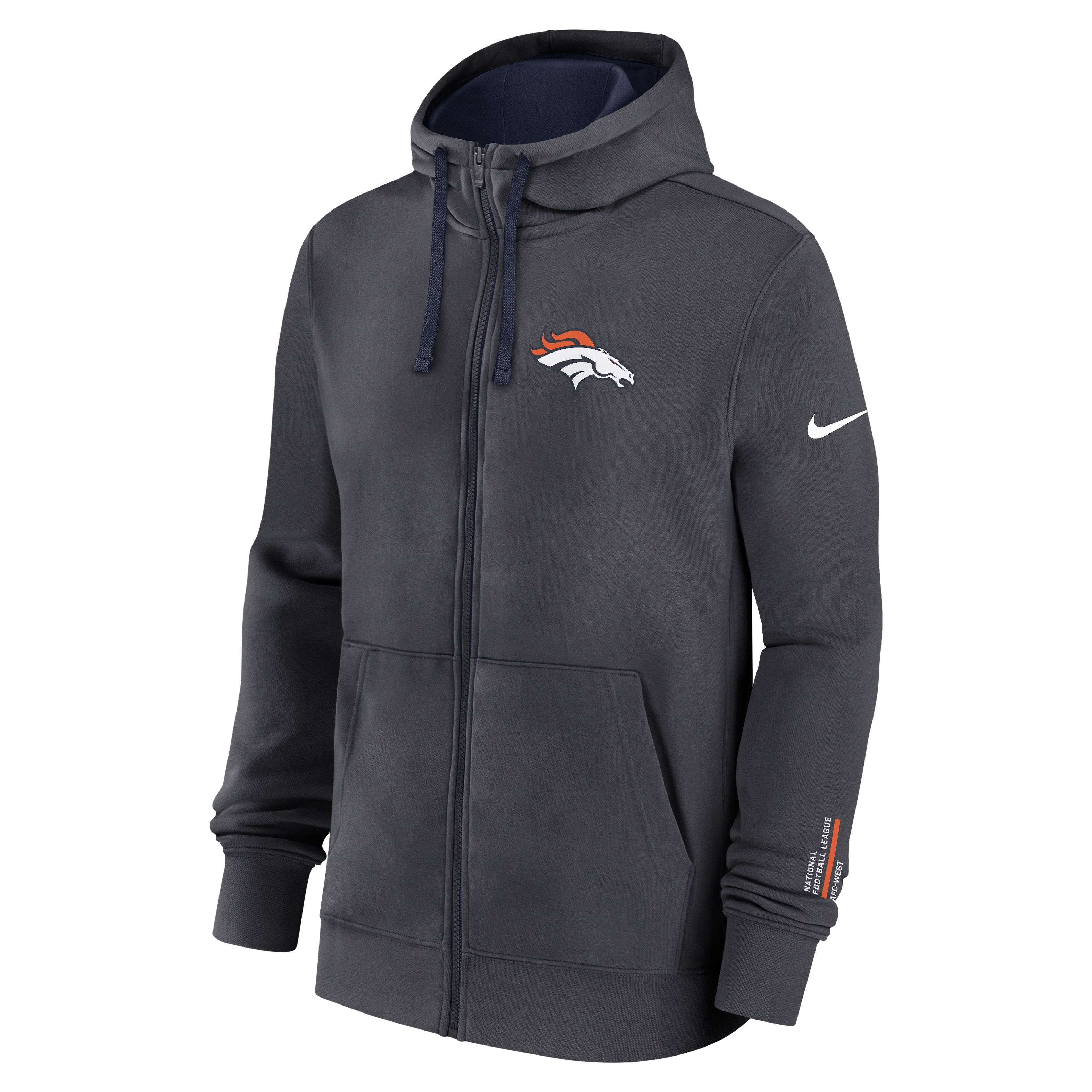 Denver Broncos Playbook Page Club Men's Nike NFL Full-Zip Hoodie