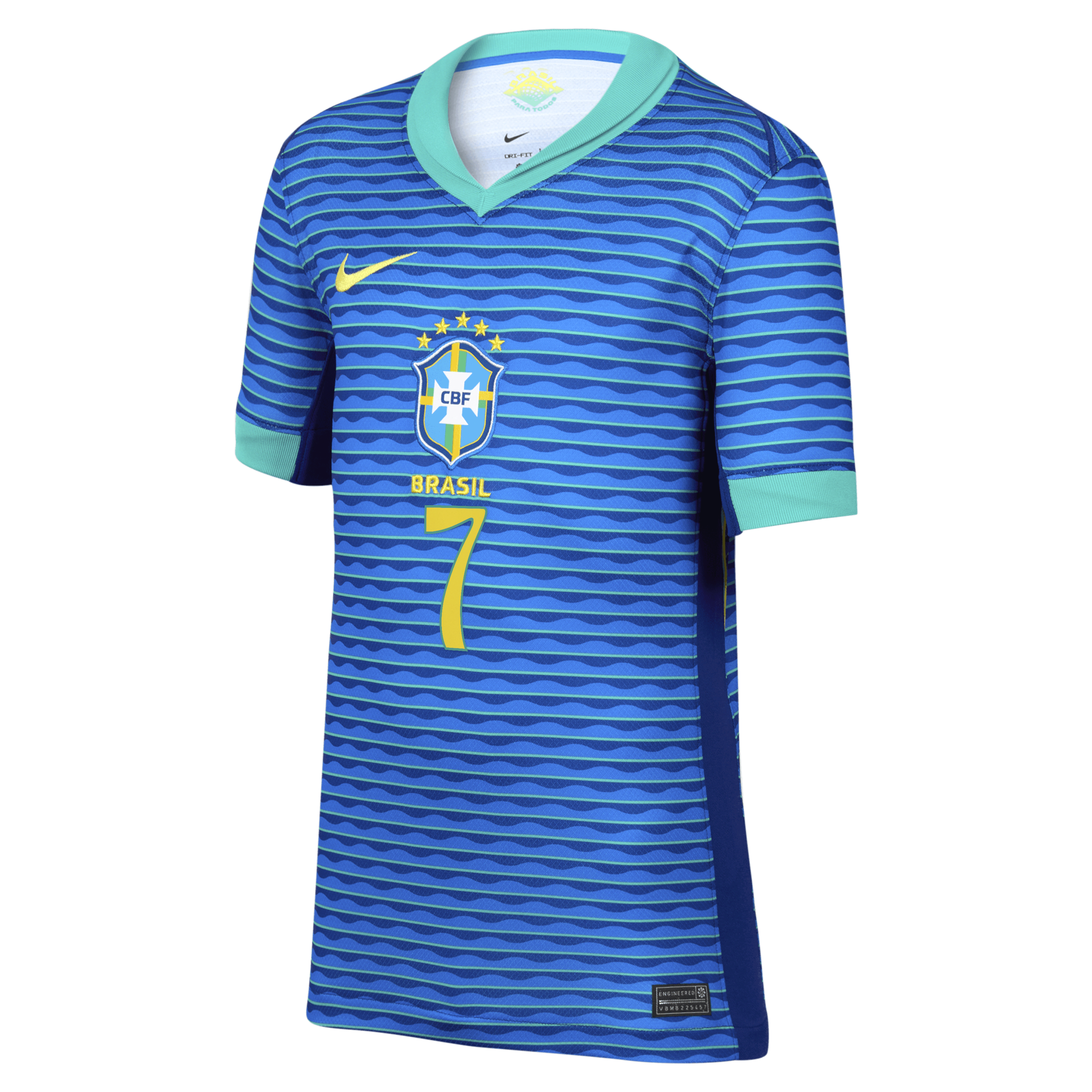 Vini Jr. Brazil National Team 2024 Stadium Away Big Kids' Nike Dri-FIT Soccer Jersey