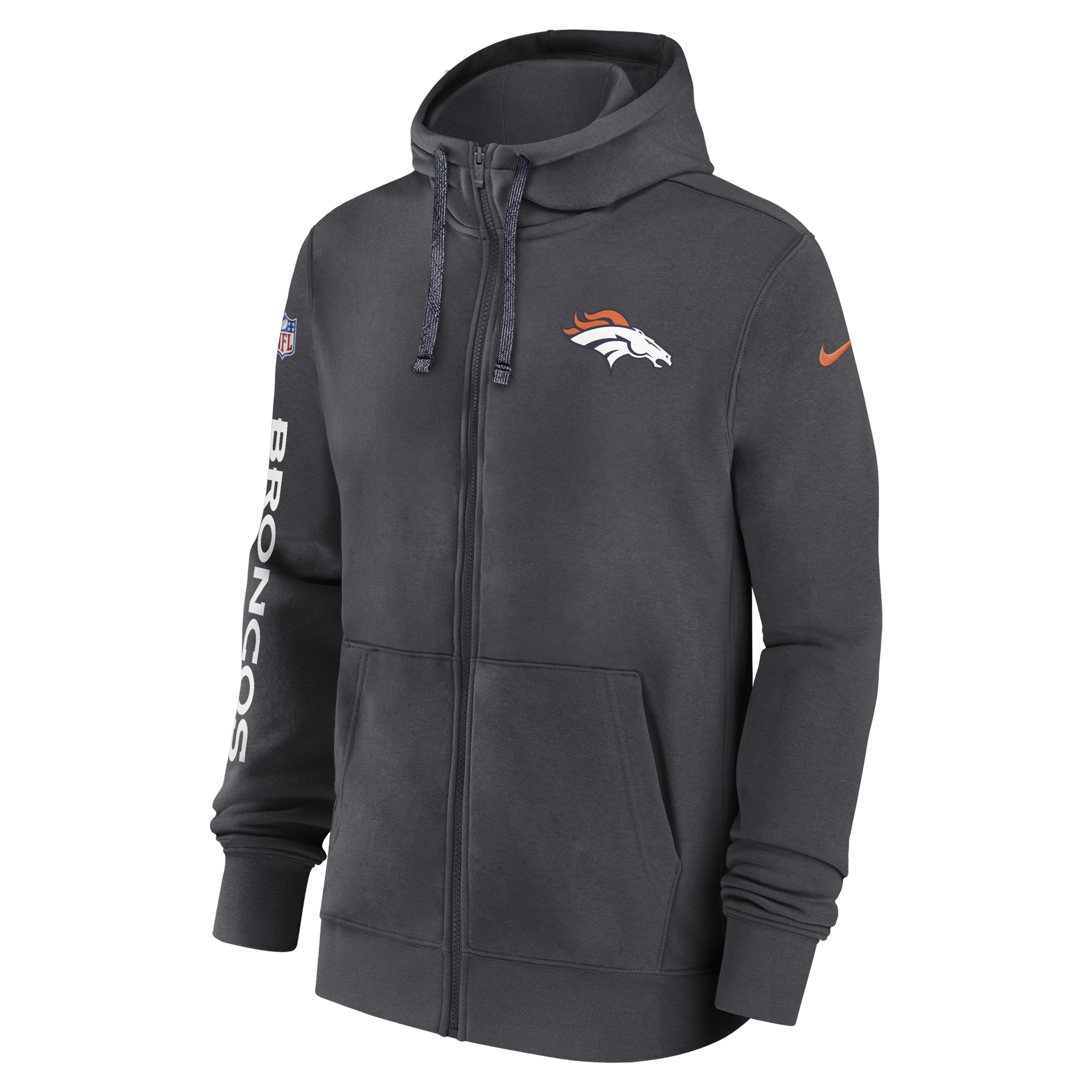 Denver Broncos Sideline Team Issue Club Men's Nike Full Zip Hoodie