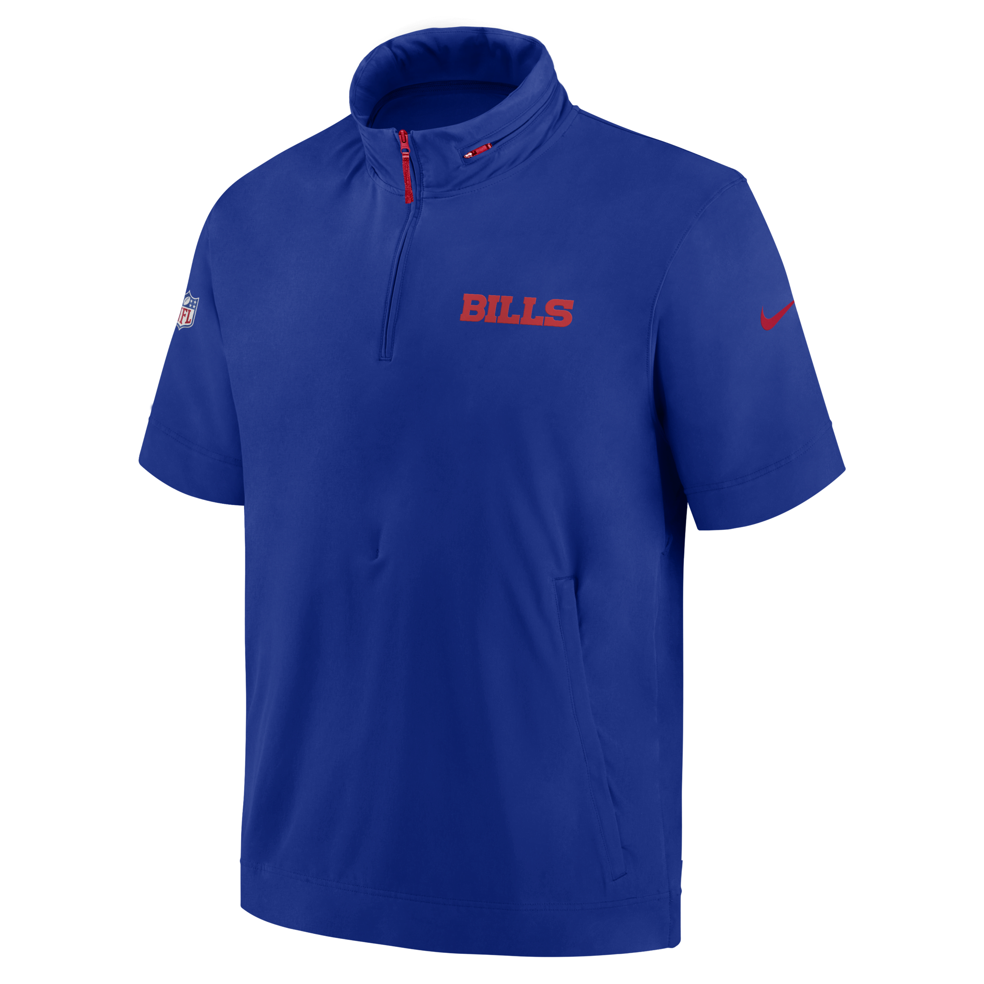 Buffalo Bills Sideline Coach Men's Nike NFL 1/2-Zip Short-Sleeve Hooded Jacket