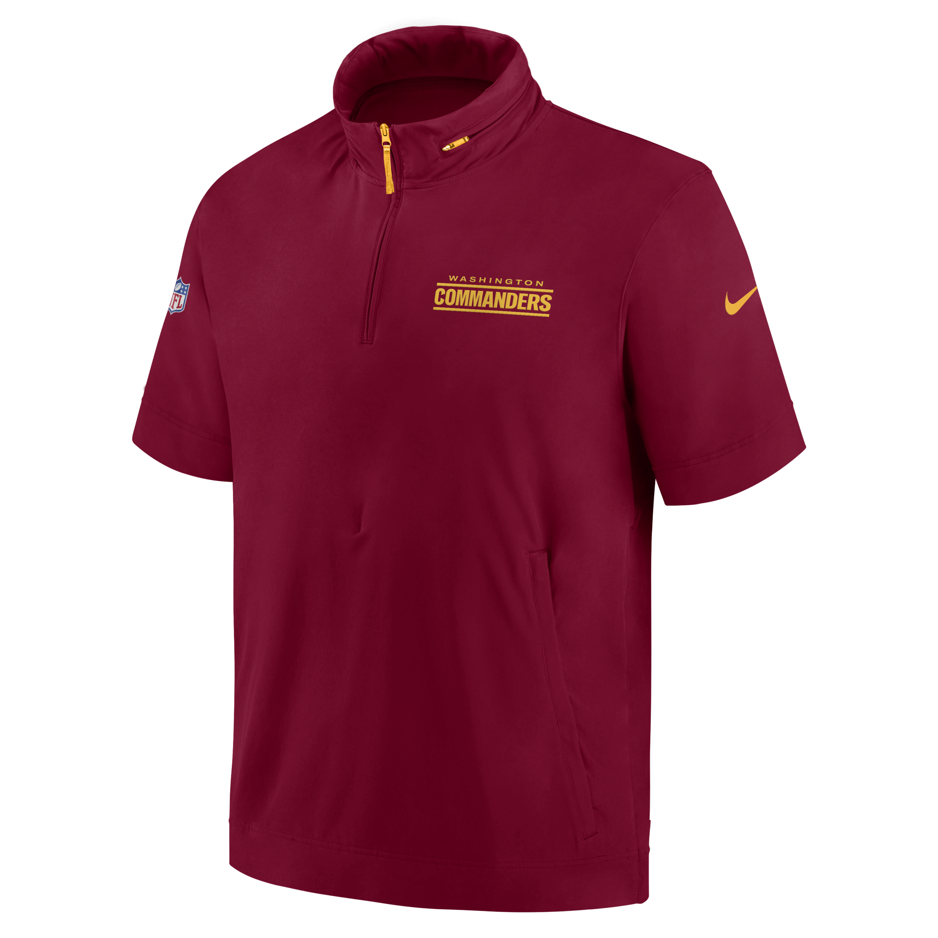 Washington Commanders Sideline Coach Men's Nike NFL 1/2-Zip Short-Sleeve Hooded Jacket