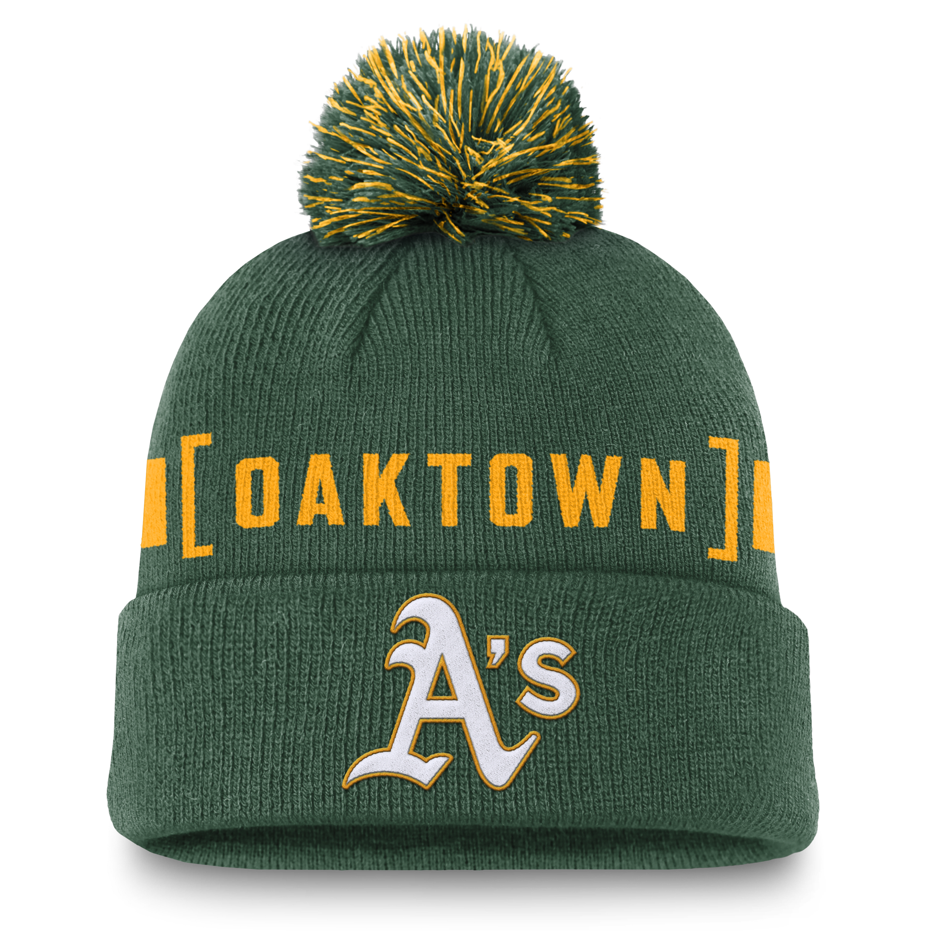 Oakland Athletics Hometown Peak Men's Nike MLB Cuffed Pom Beanie