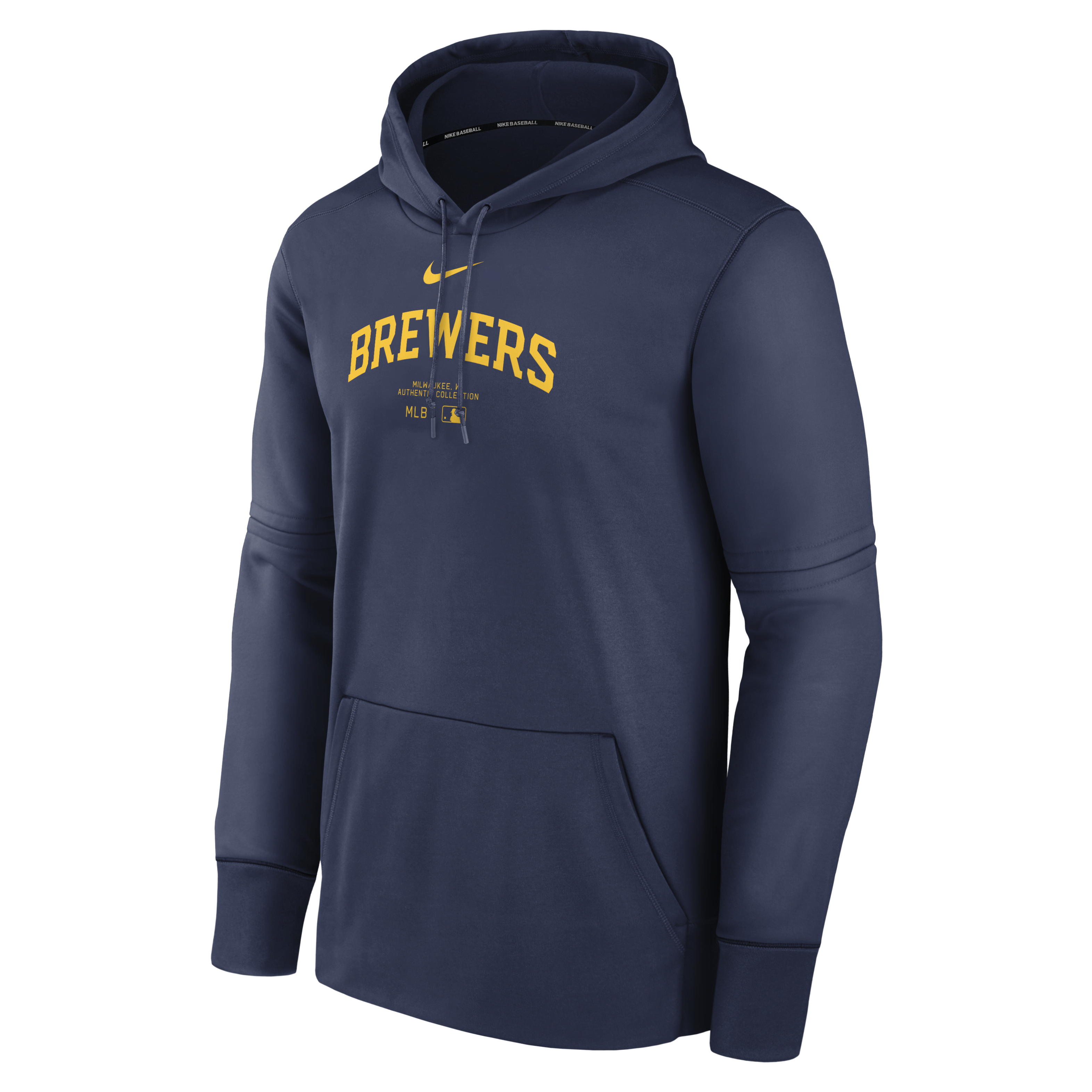 Milwaukee Brewers Authentic Collection Practice Men's Nike Therma MLB Pullover Hoodie