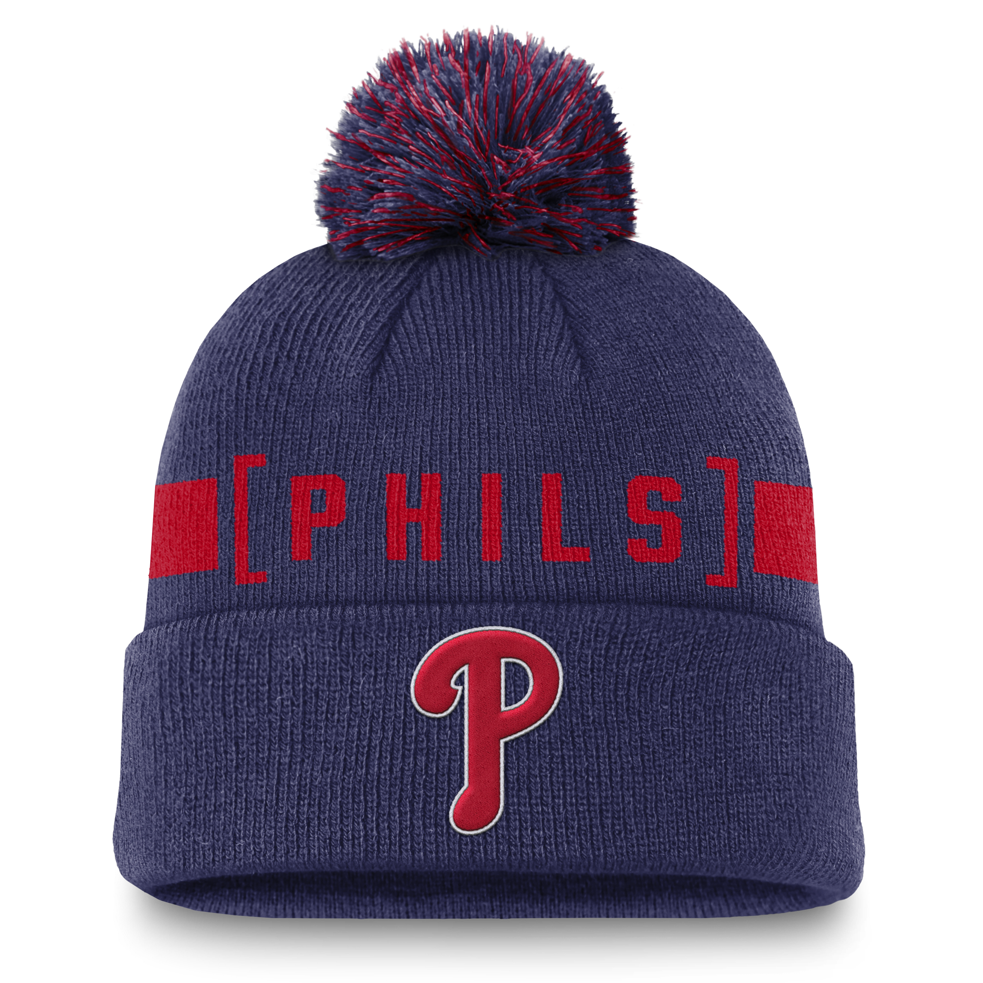 Philadelphia Phillies Hometown Peak Men's Nike MLB Cuffed Pom Beanie