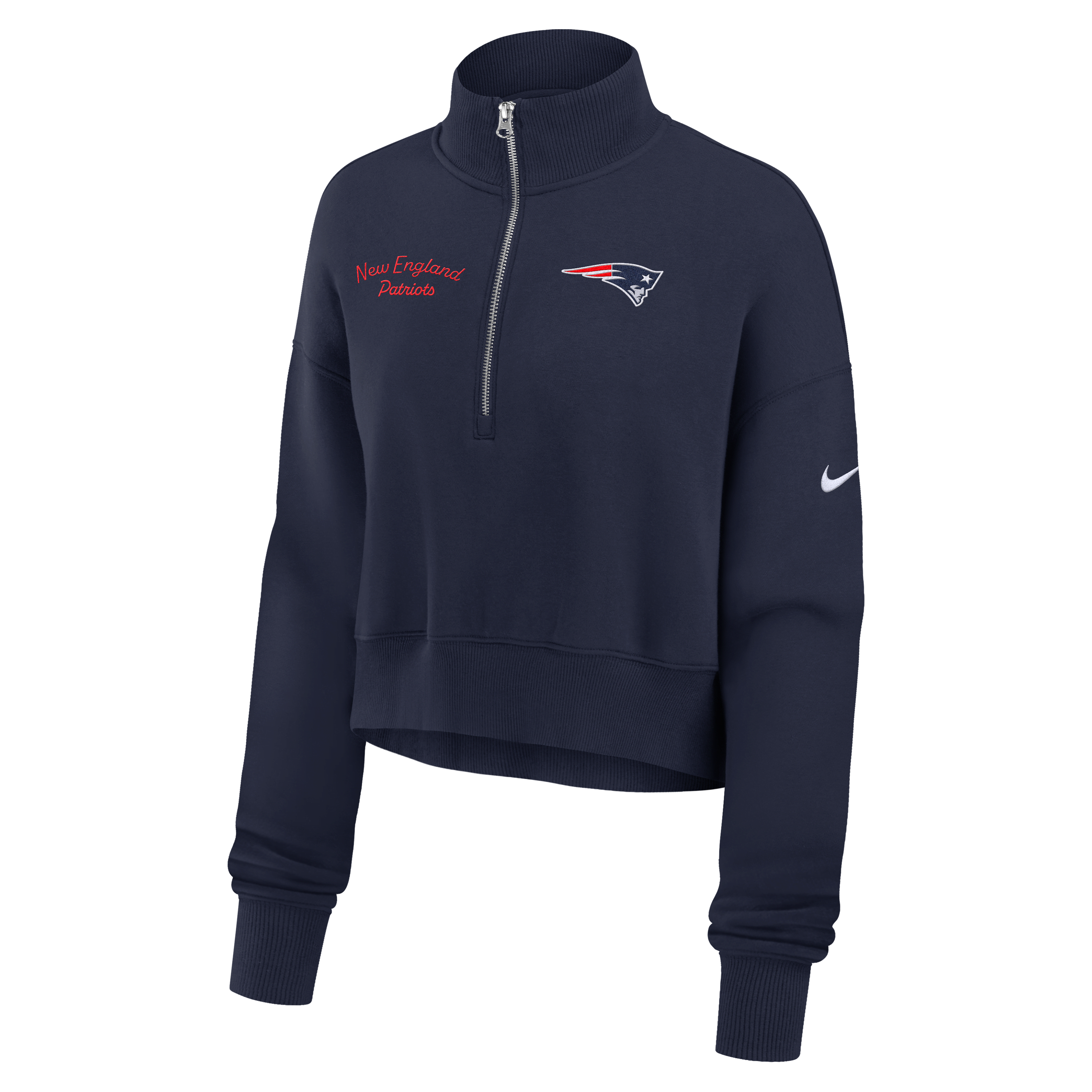New England Patriots Phoenix Women's Nike NFL Cropped 1/4-Zip Crew