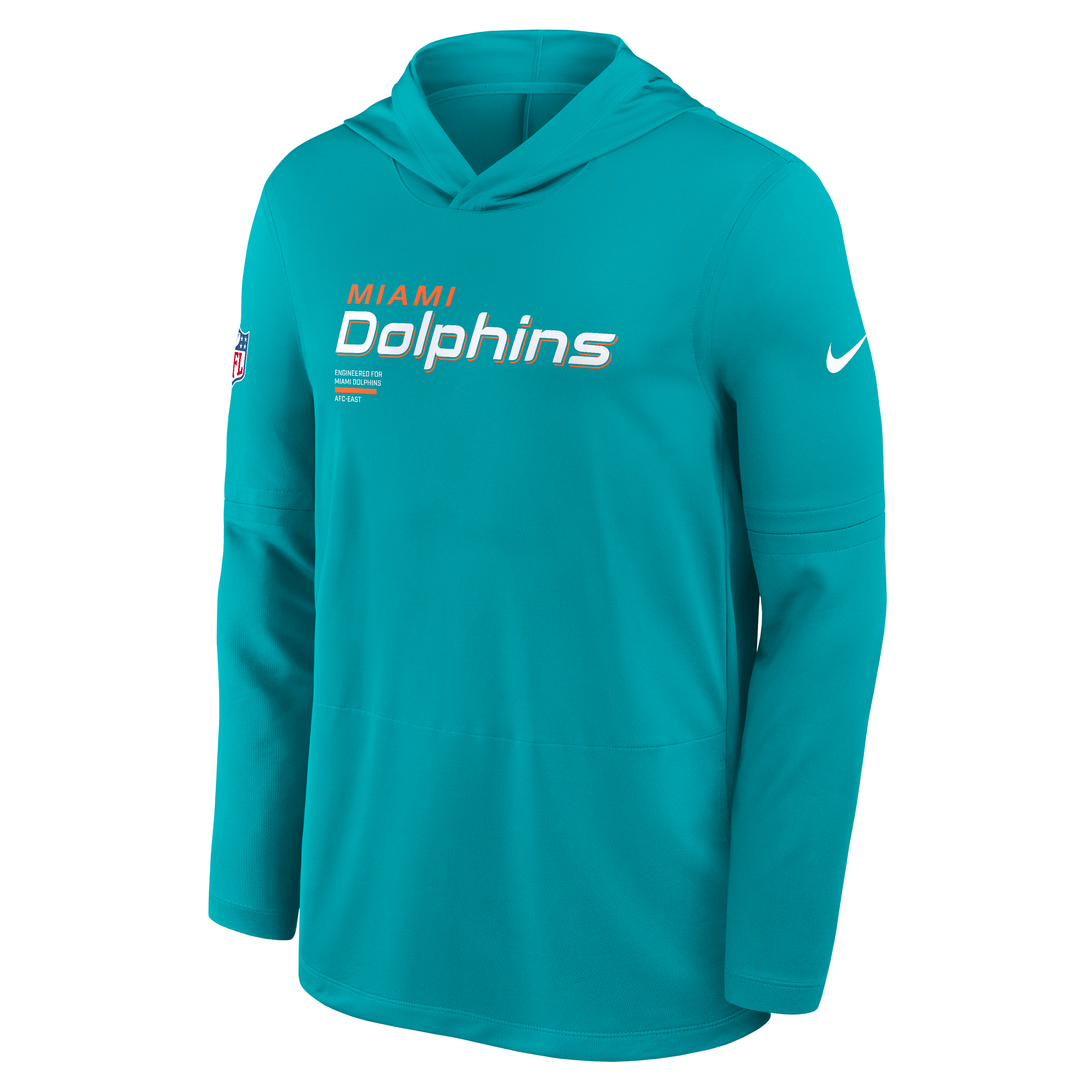 Miami Dolphins Pure Fury Sideline Men's Nike Dri-FIT NFL Long-Sleeve Hooded Top