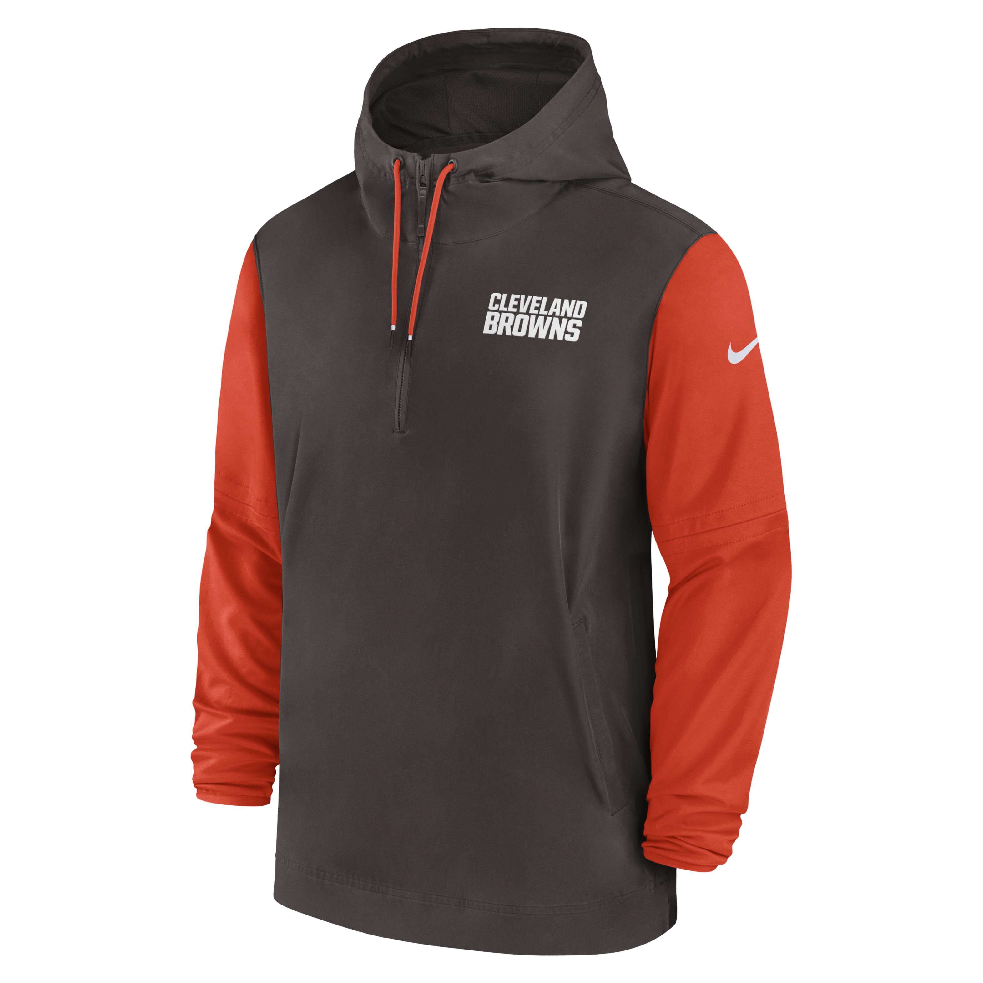 Cleveland Browns Sideline Pre-Game Player Men's Nike NFL 1/2-Zip Hooded Jacket