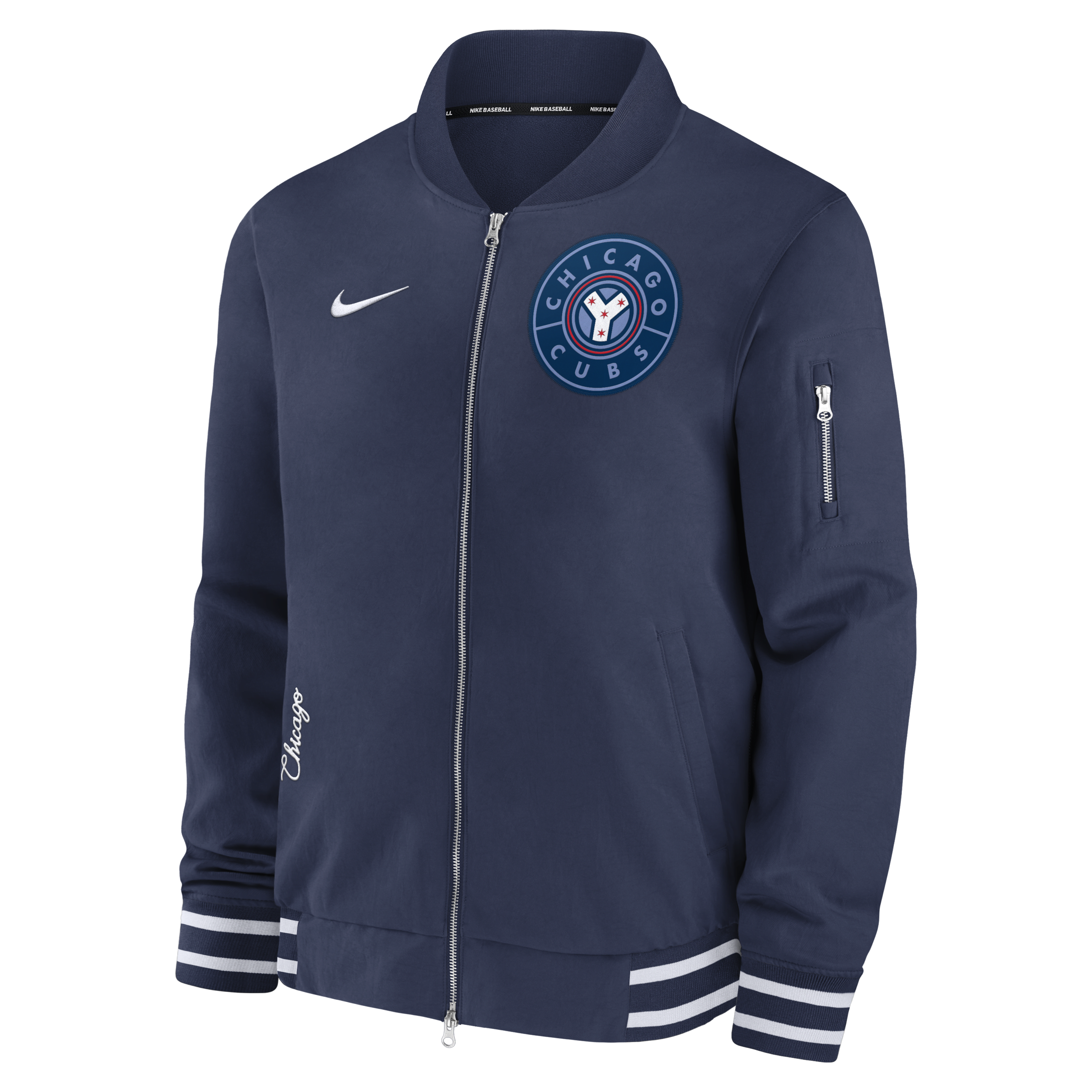 Chicago Cubs Authentic Collection City Connect Game Time Men's Nike MLB Full-Zip Bomber Jacket