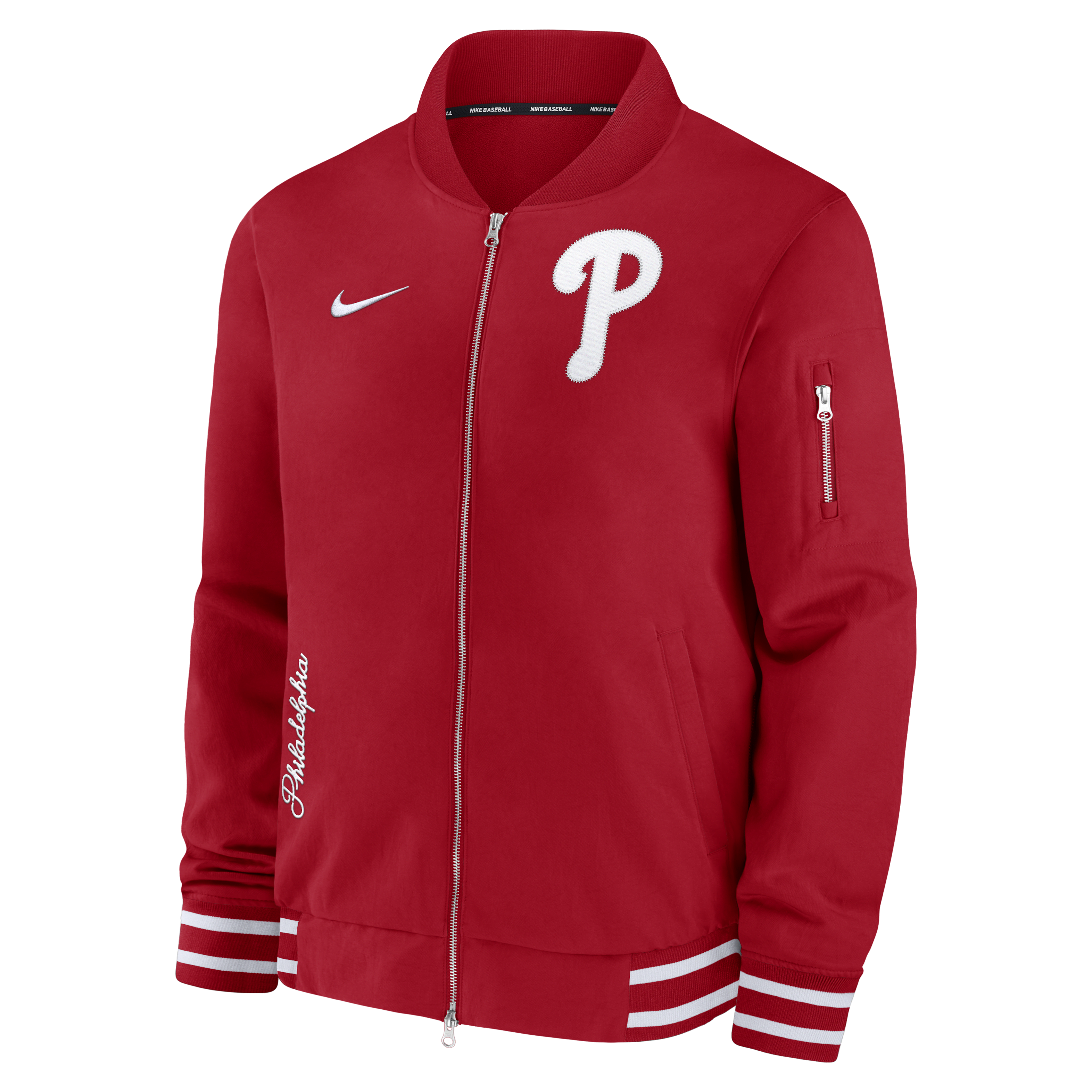 Philadelphia Phillies Authentic Collection Men's Nike MLB Full-Zip Bomber Jacket