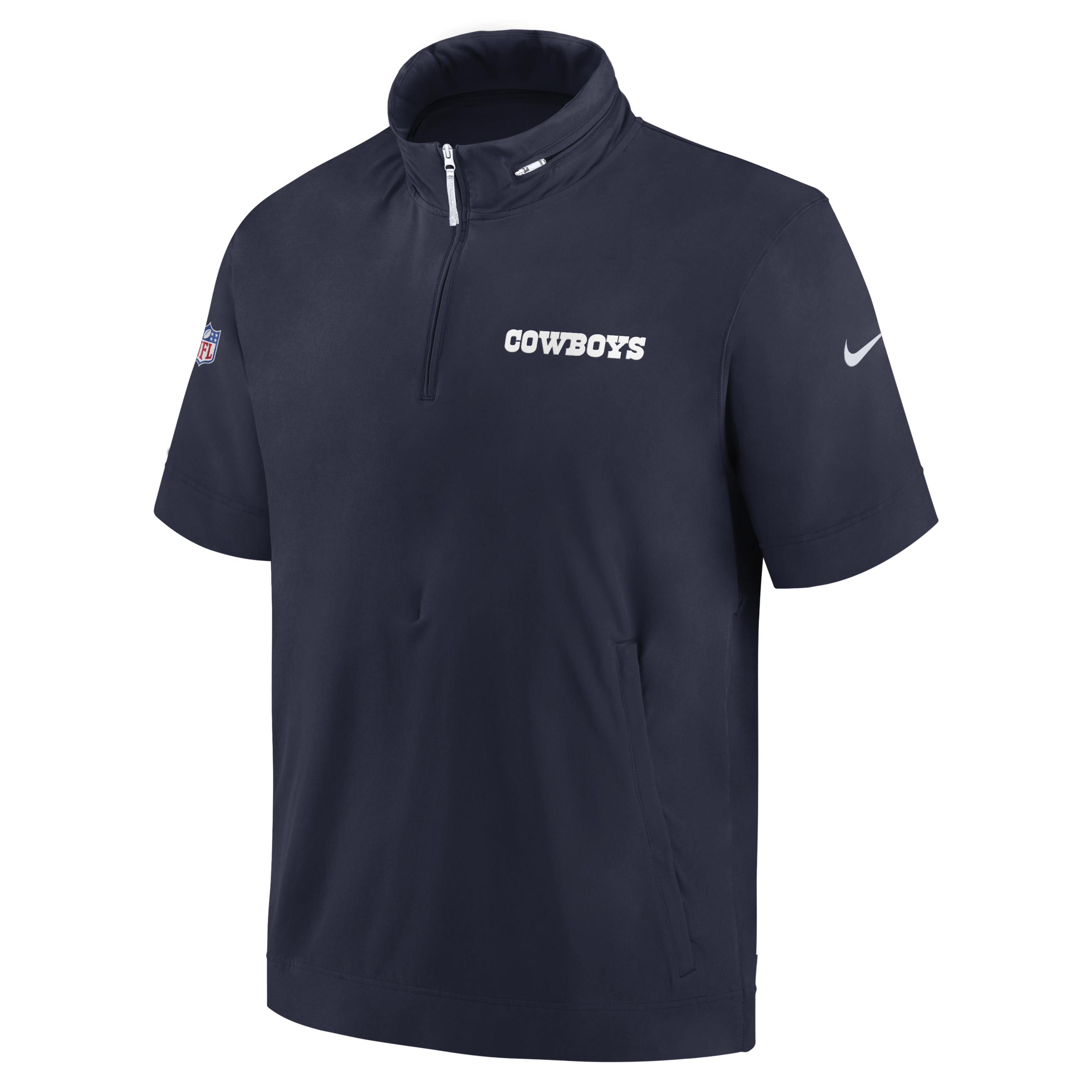 Dallas Cowboys Sideline Coach Men's Nike NFL 1/2-Zip Short-Sleeve Hooded Jacket