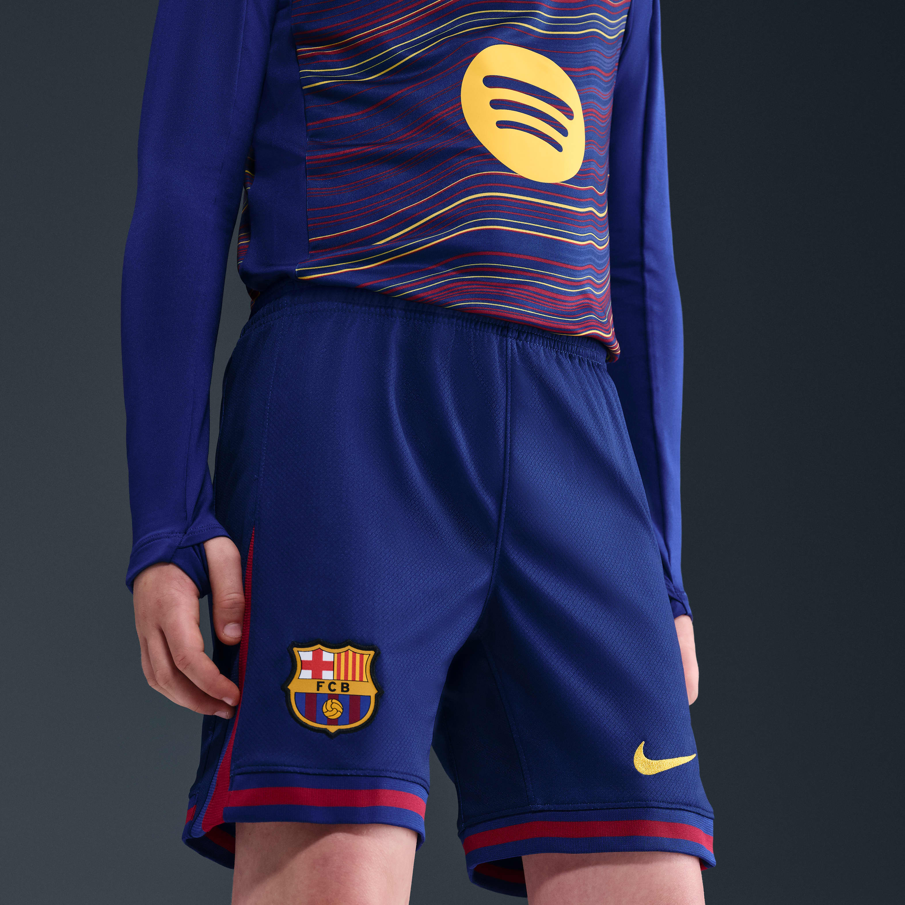 FC Barcelona 2025/26 Stadium Home Big Kids' Nike Dri-FIT Soccer Replica Shorts