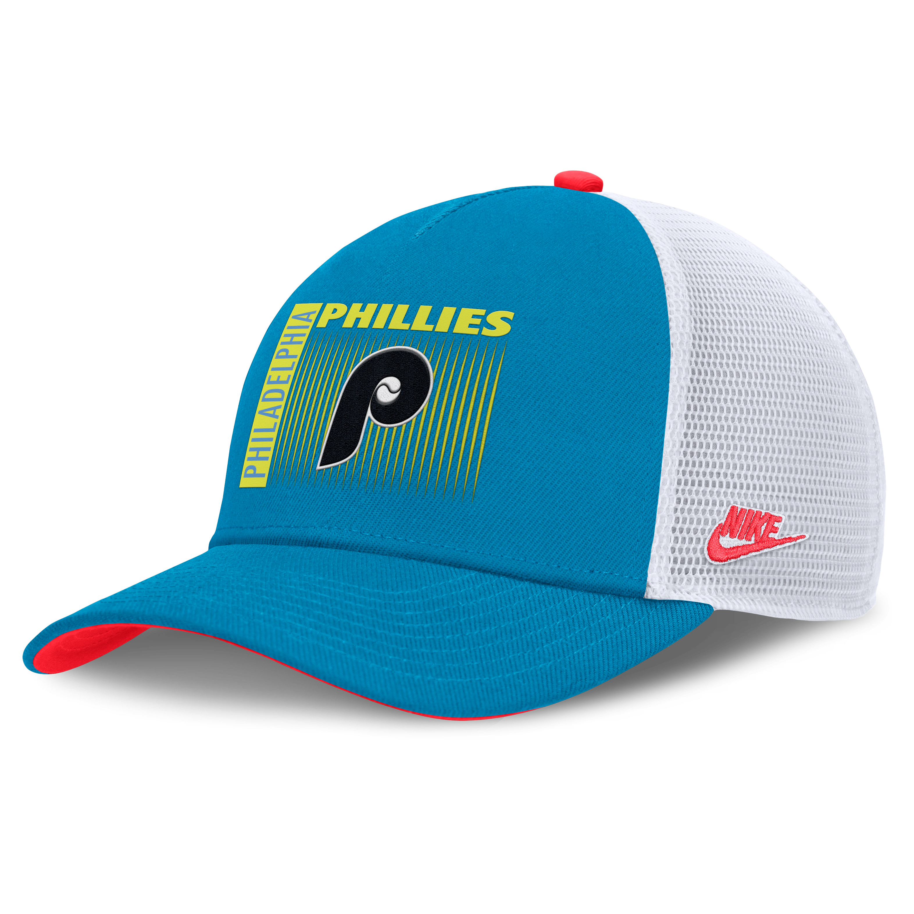 Philadelphia Phillies Neon 90s Rise Men's Nike Dri-FIT MLB Trucker Adjustable Hat