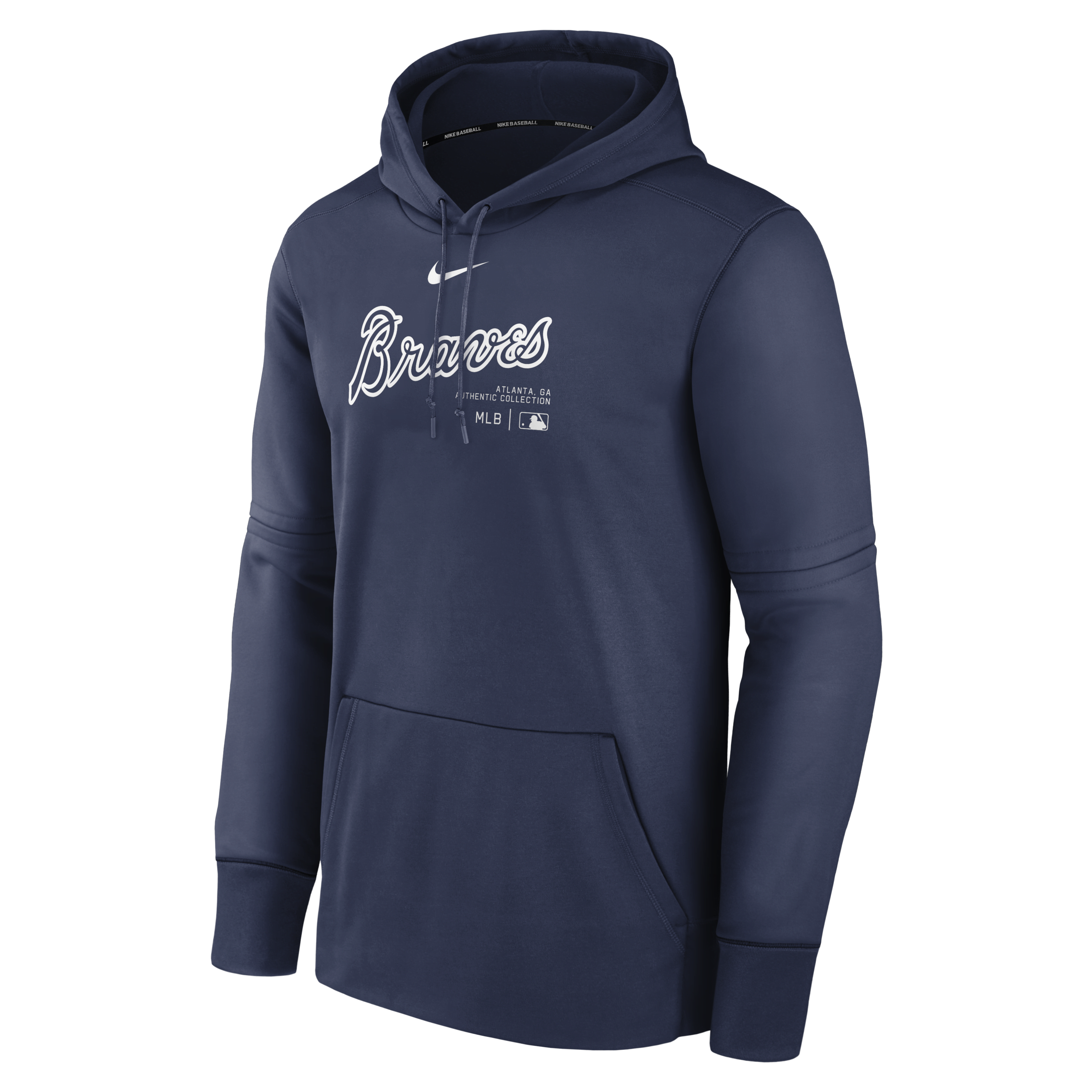 Atlanta Braves Authentic Collection Practice Men's Nike Therma MLB Pullover Hoodie