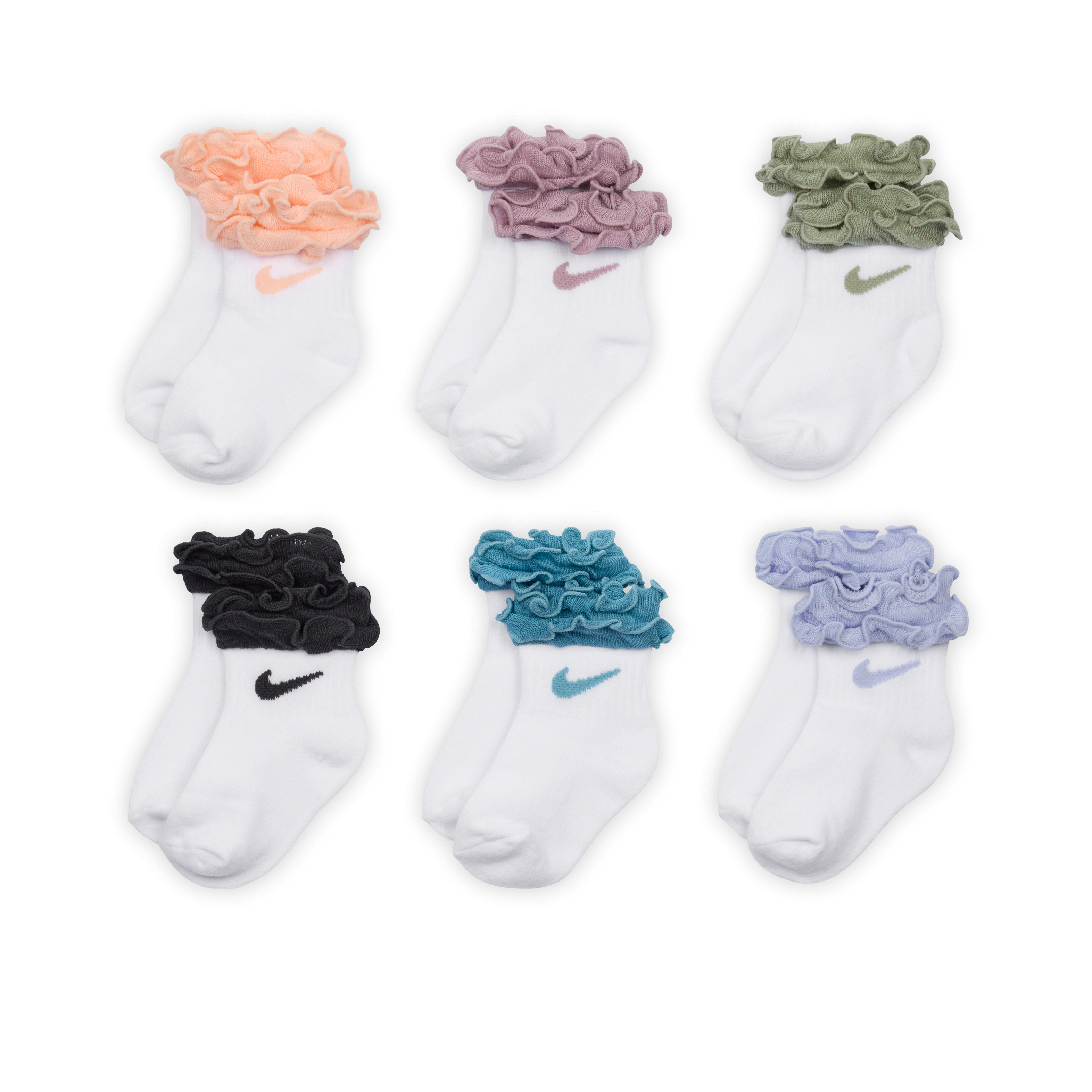 Nike Baby (12-24M)/Toddler Ruffled Socks (6 Pairs)