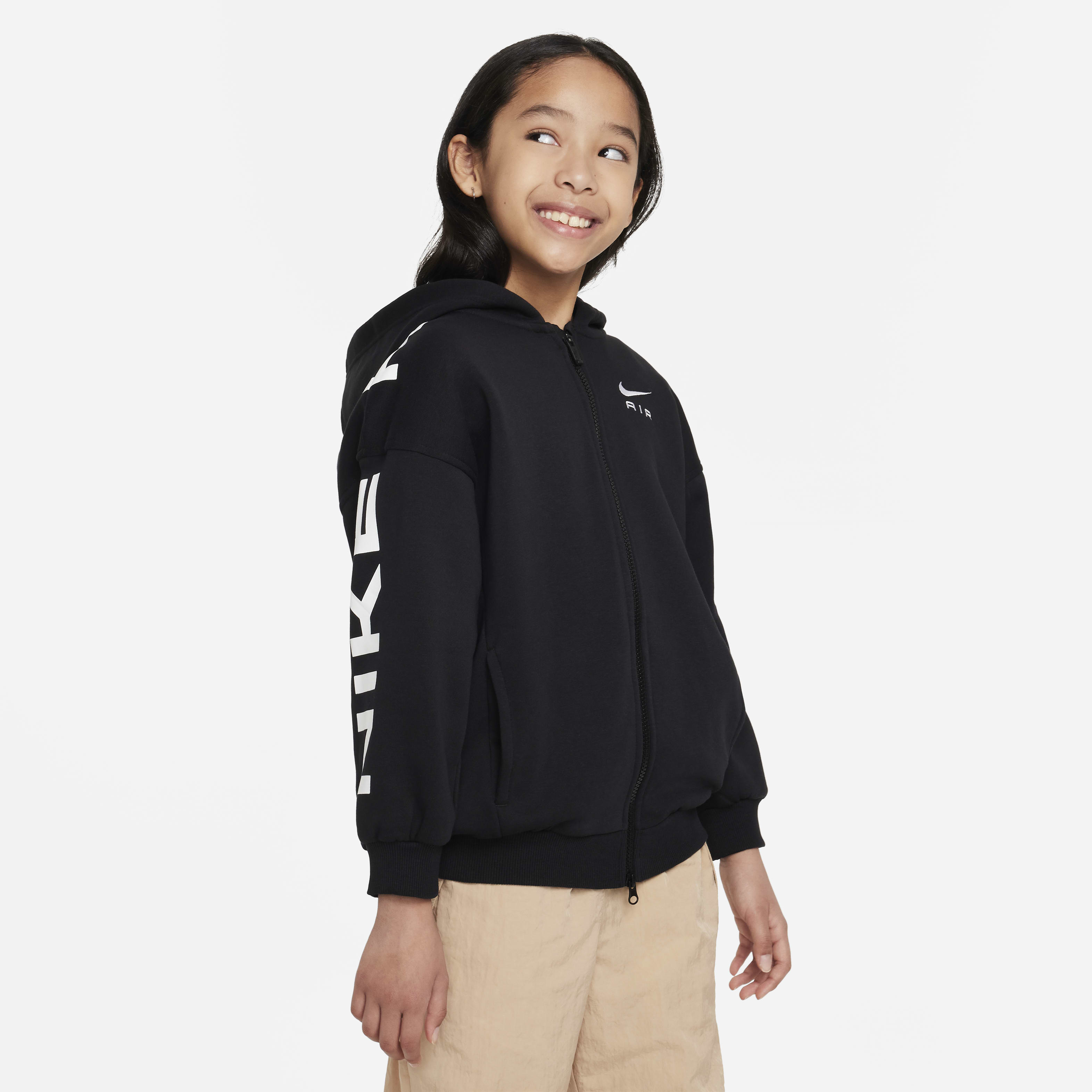 Nike Air Club Fleece Big Kids' (Girls') Oversized Full-Zip Hoodie