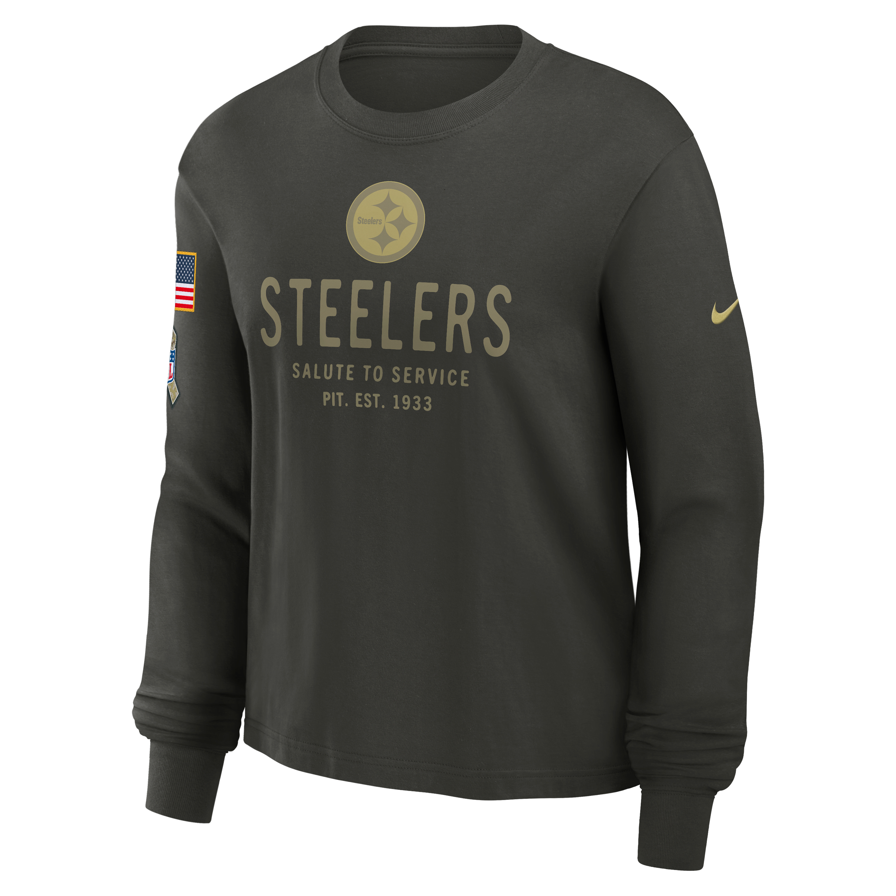 Pittsburgh Steelers Salute to Service Sideline Women's Nike Dri-FIT NFL Long-Sleeve T-Shirt