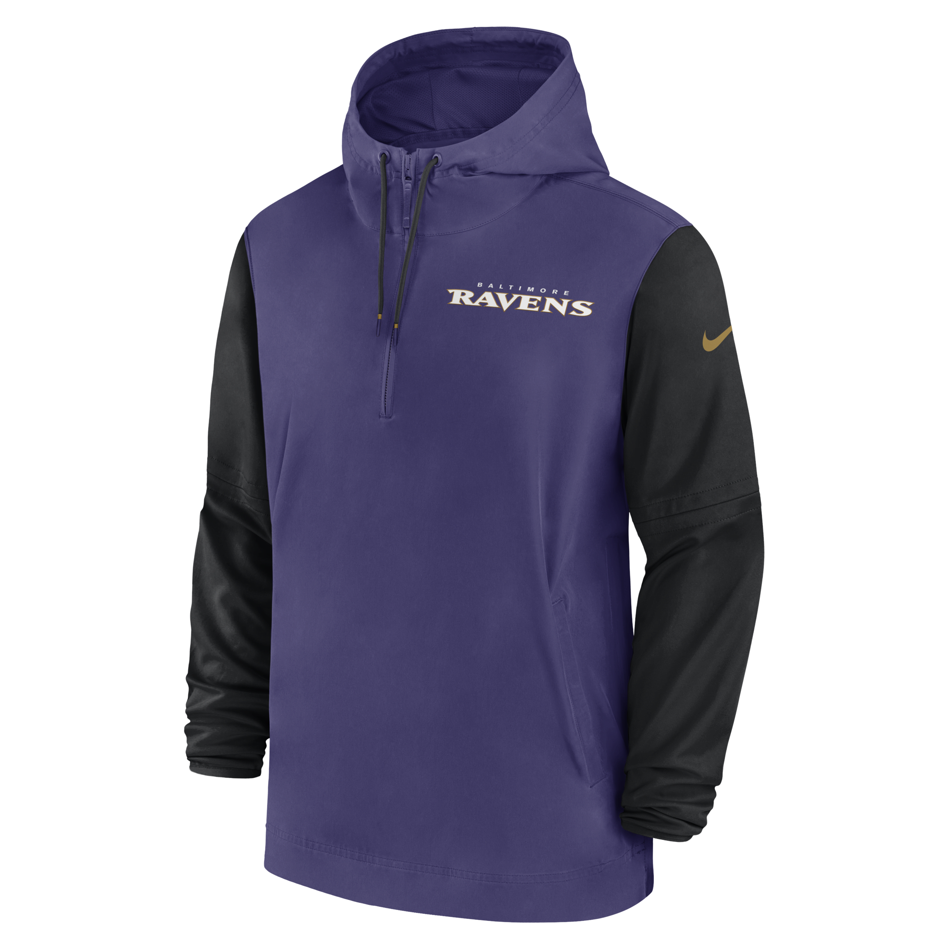 Baltimore Ravens Sideline Pre-Game Player Men's Nike NFL 1/2-Zip Hooded Jacket