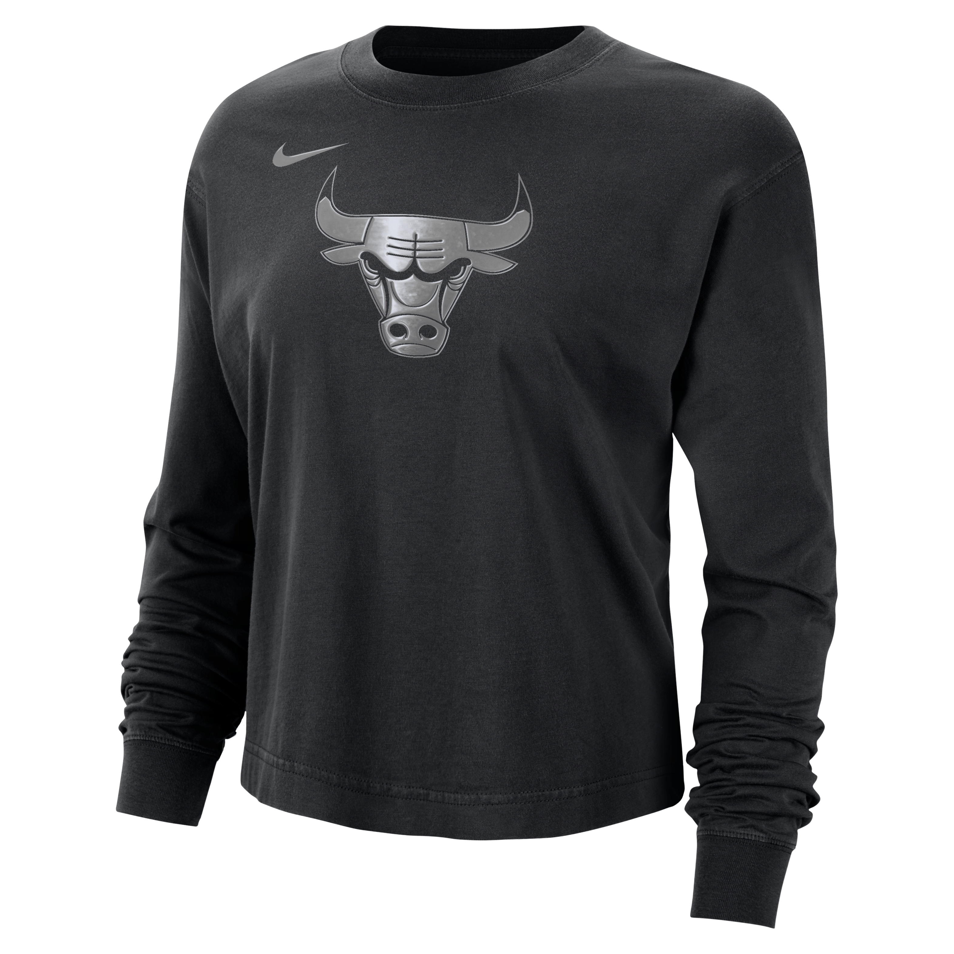 Chicago Bulls Courtside Women's Nike NBA Shine Boxy Long-Sleeve T-Shirt