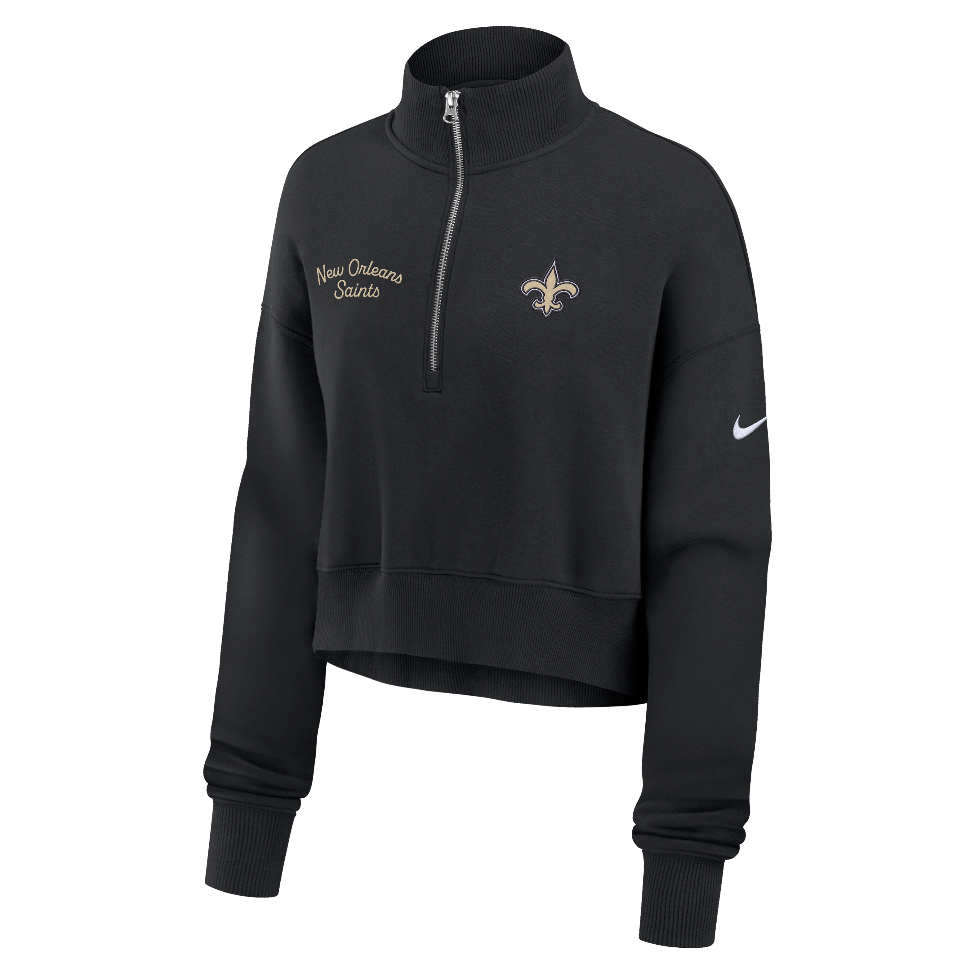 New Orleans Saints Phoenix Women's Nike NFL Cropped 1/4-Zip Crew