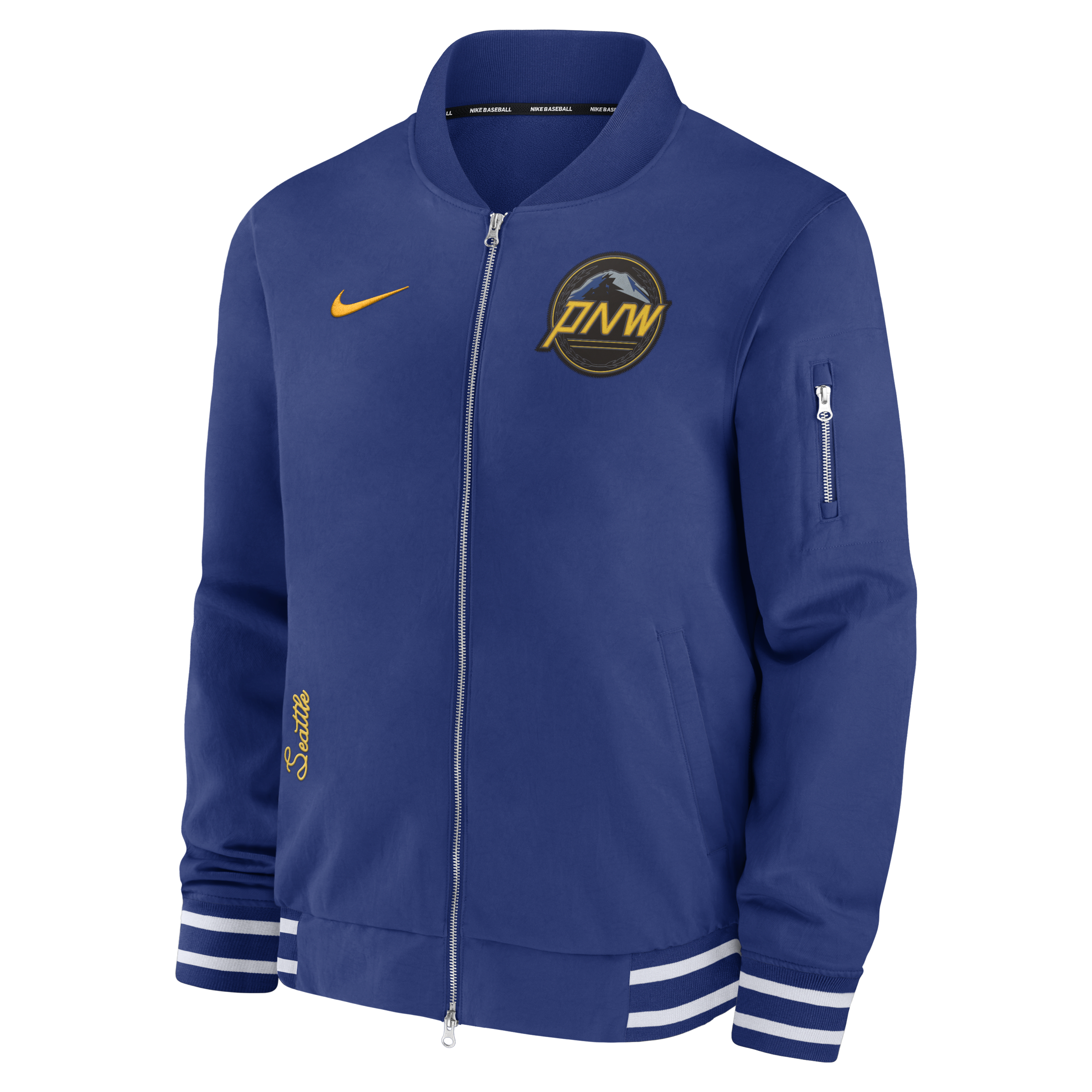 Seattle Mariners Authentic Collection City Connect Game Time Men's Nike MLB Full-Zip Bomber Jacket